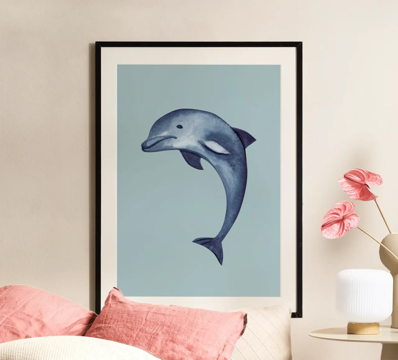 Springender Delphin Aquarell - Ozean Kunst, Küsten Marine Dekoration Hahnemühle von ClubArt