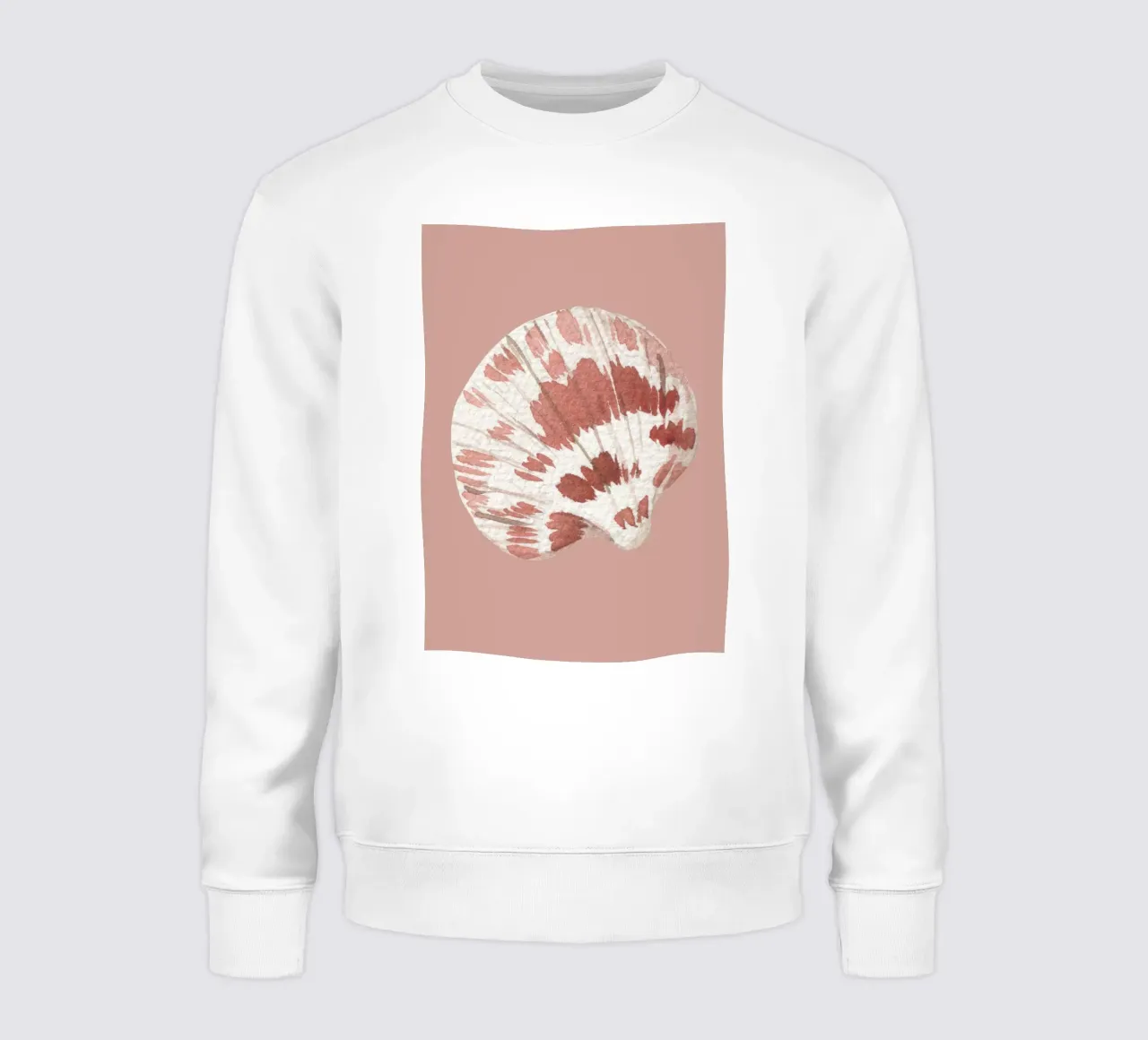 Acquerello Scallop Shell - Terracotta e bianco, Coastal Chic felpa da ClubArt