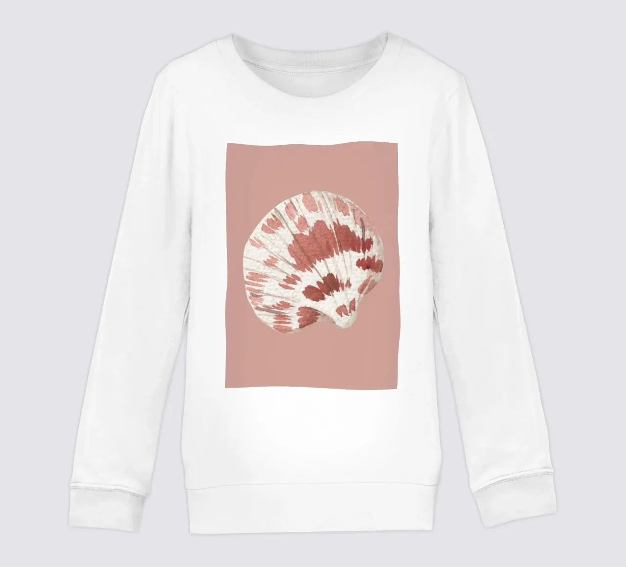 Acquerello Scallop Shell - Terracotta e bianco, Coastal Chic felpa bambino da ClubArt