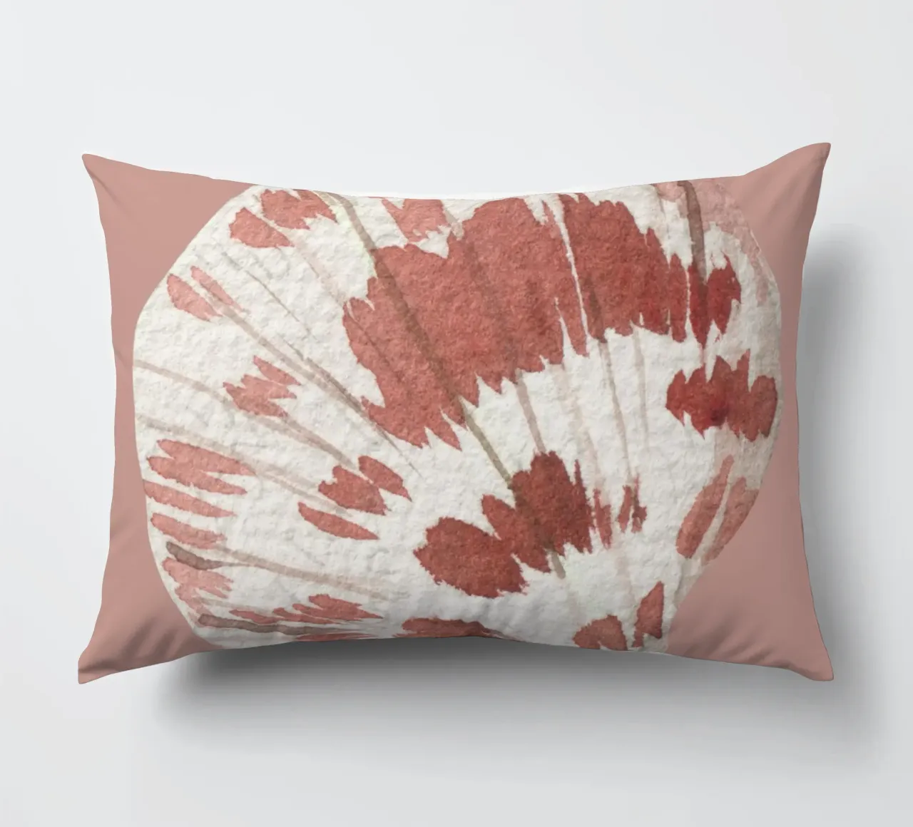Acquerello Scallop Shell - Terracotta e bianco, Coastal Chic cuscino da ClubArt