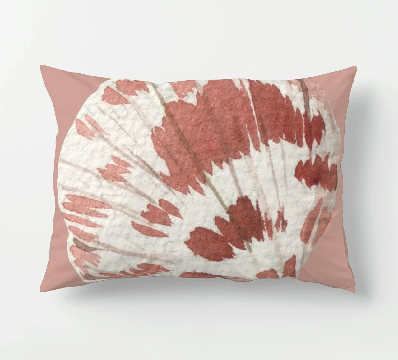 Acquerello Scallop Shell - Terracotta e bianco, Coastal Chic cuscino da ClubArt