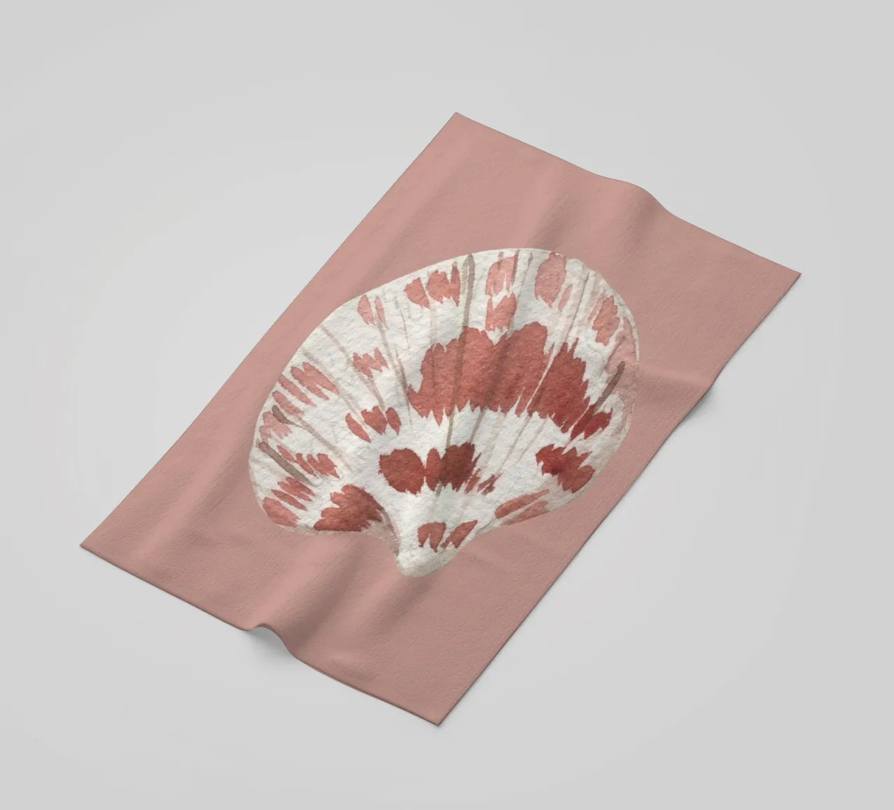 Acquerello Scallop Shell - Terracotta e bianco, Coastal Chic telo mare da ClubArt