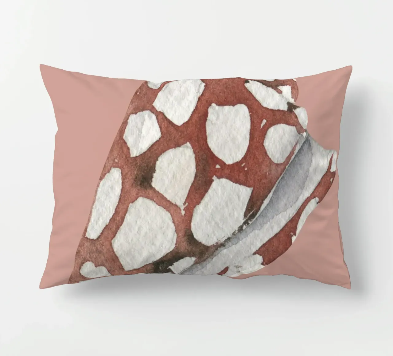 Conchiglia maculata acquerellata - Terracotta e bianco, Ar. costiera cuscino da ClubArt