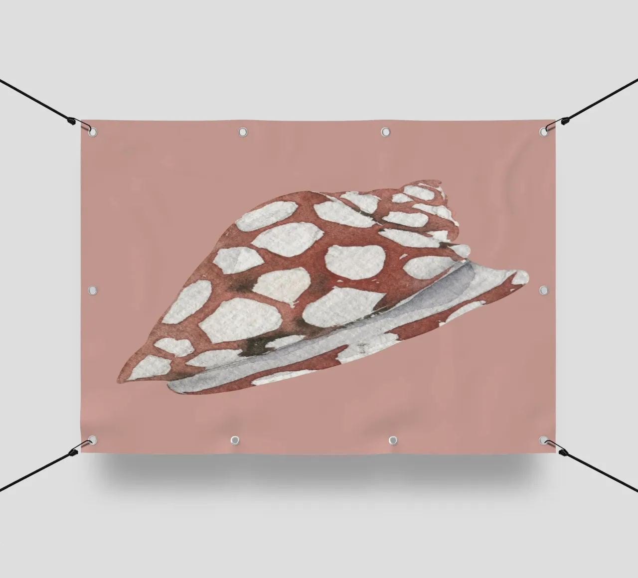 Conchiglia maculata acquerellata - Terracotta e bianco, Ar. costiera telo in pvc da ClubArt