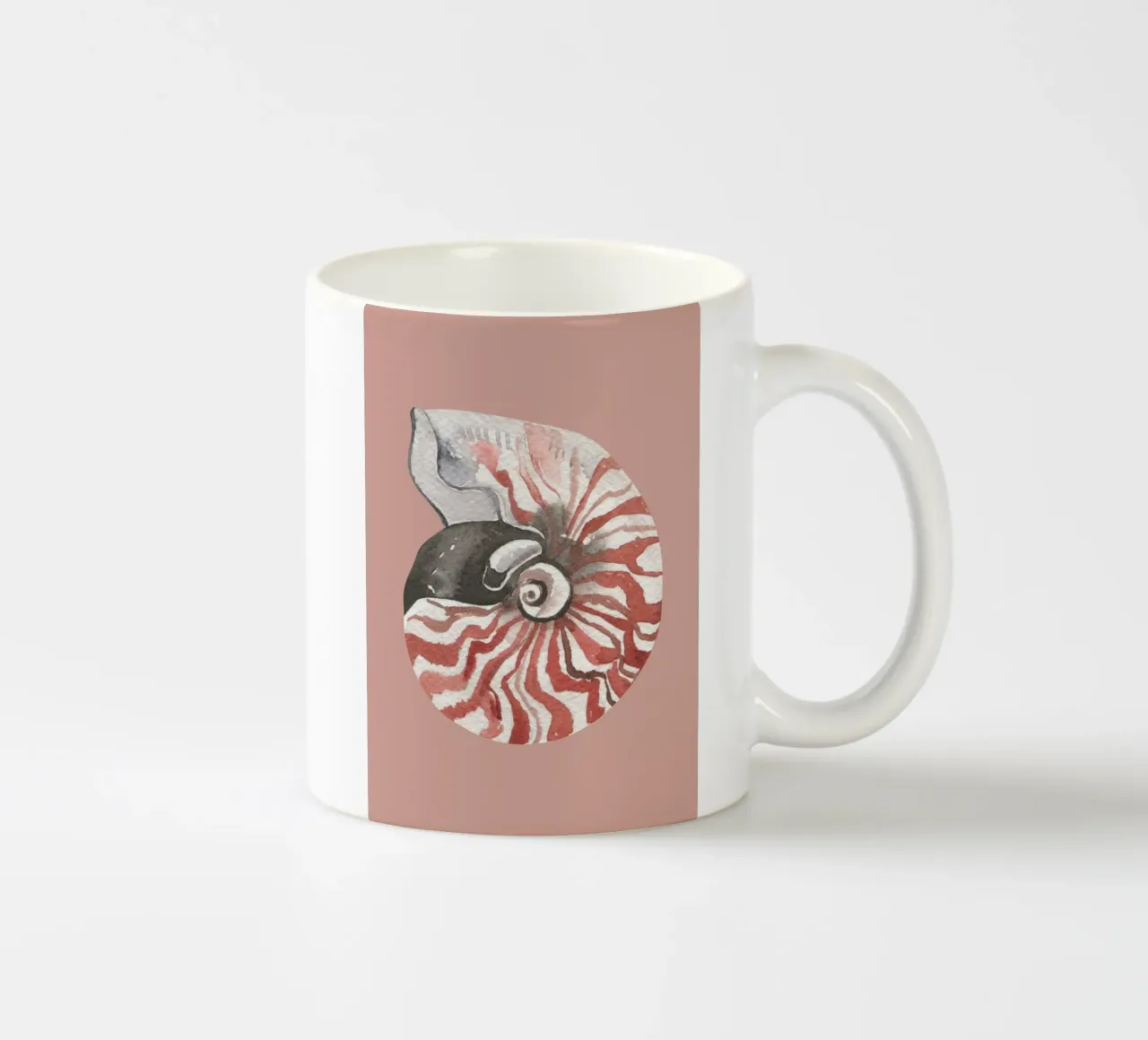 Nautilus Shell Acquerello - Terracotta e bianco, Arte costiera tazza in ceramica da ClubArt