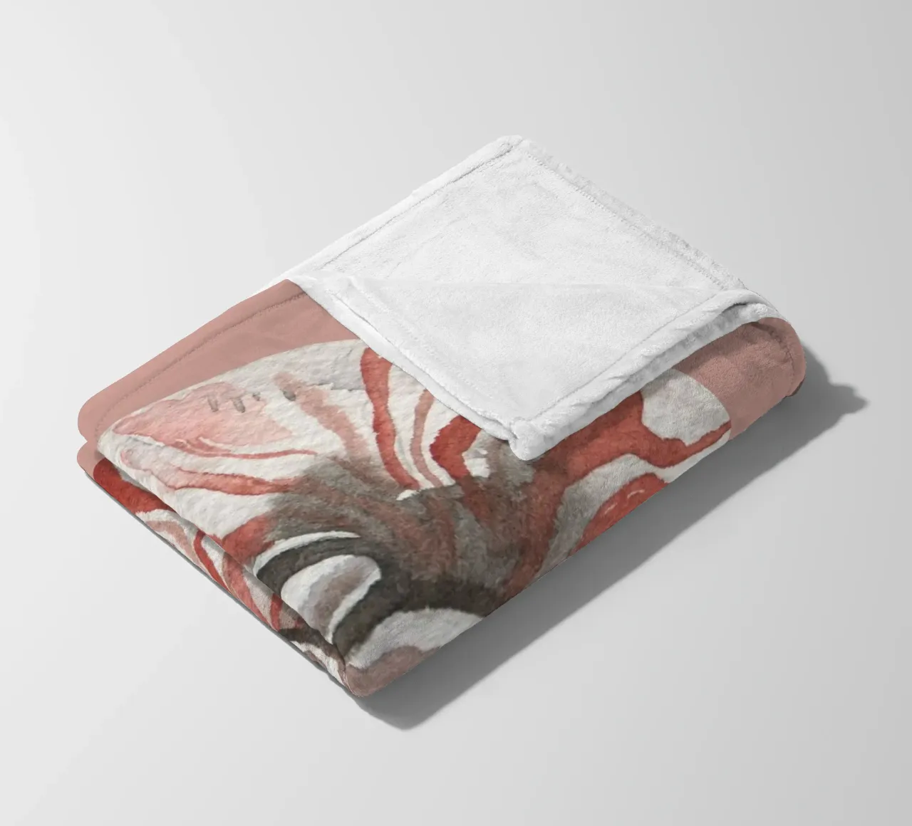 Nautilusschelp aquarel - Terracotta & Wit, Kustkunst fleecedeken van ClubArt