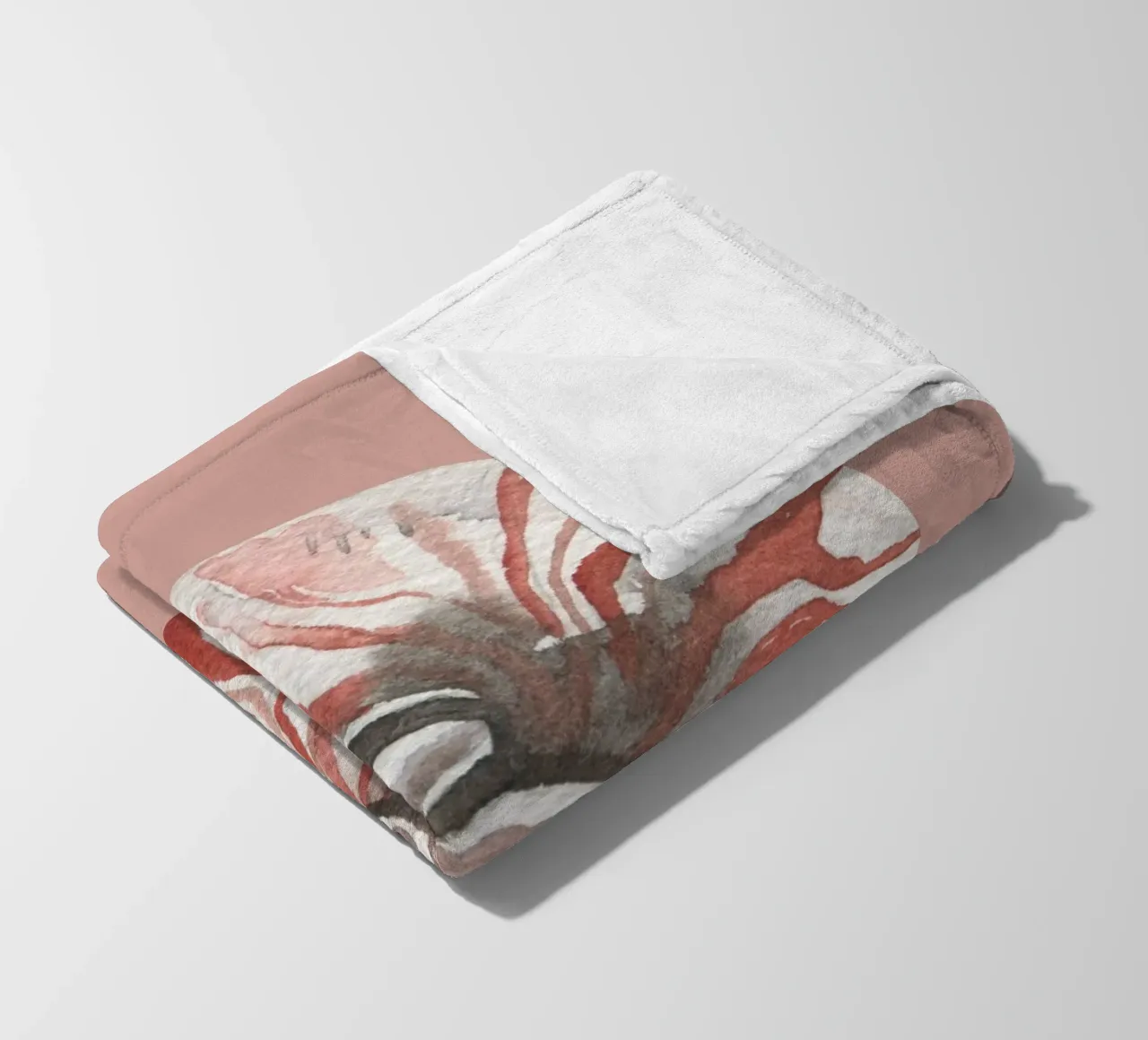 Nautilusschelp aquarel - Terracotta & Wit, Kustkunst fleecedeken van ClubArt