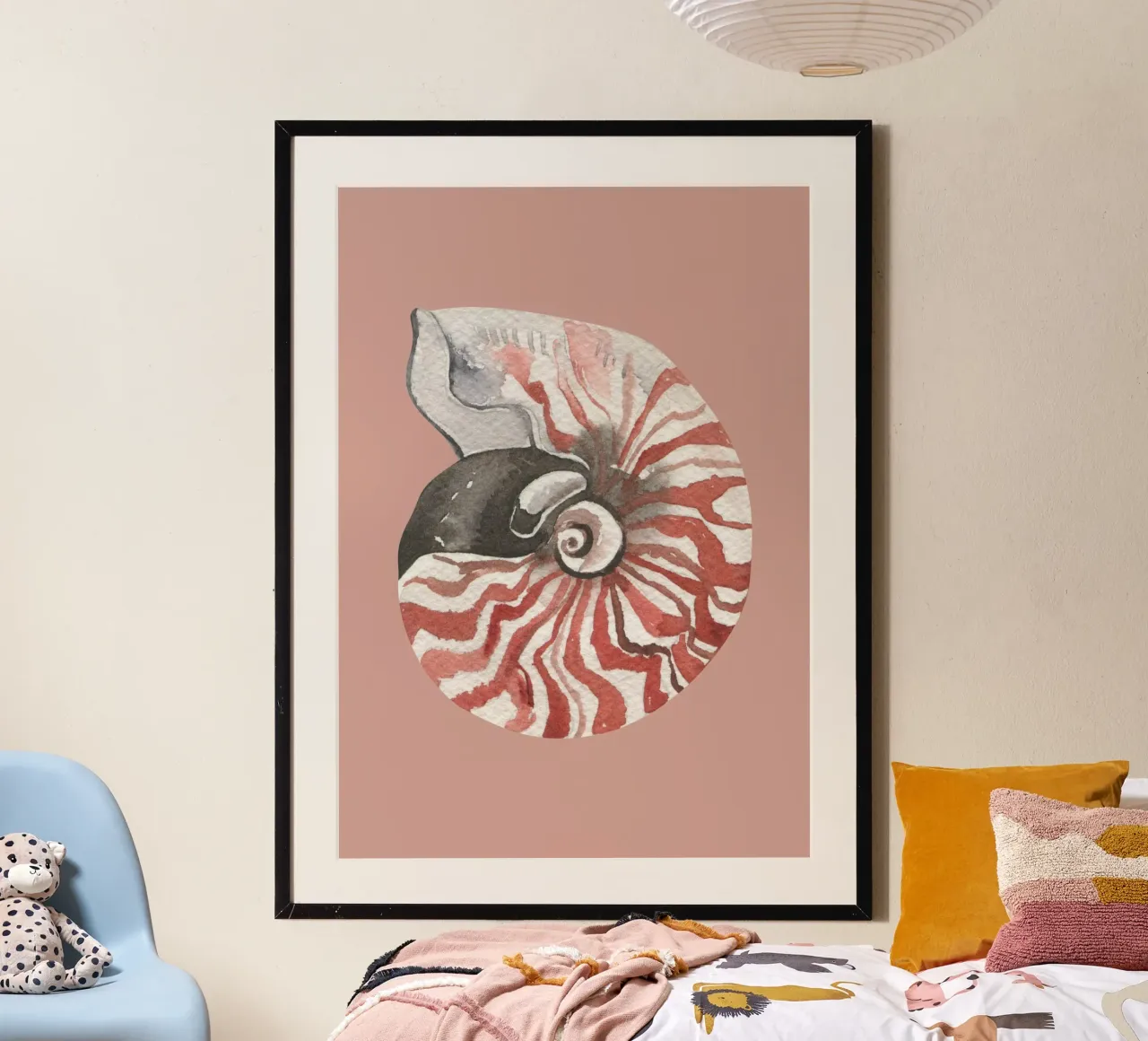 Nautilus Shell Acquerello - Terracotta e bianco, Arte costiera carta hahnemühle da ClubArt