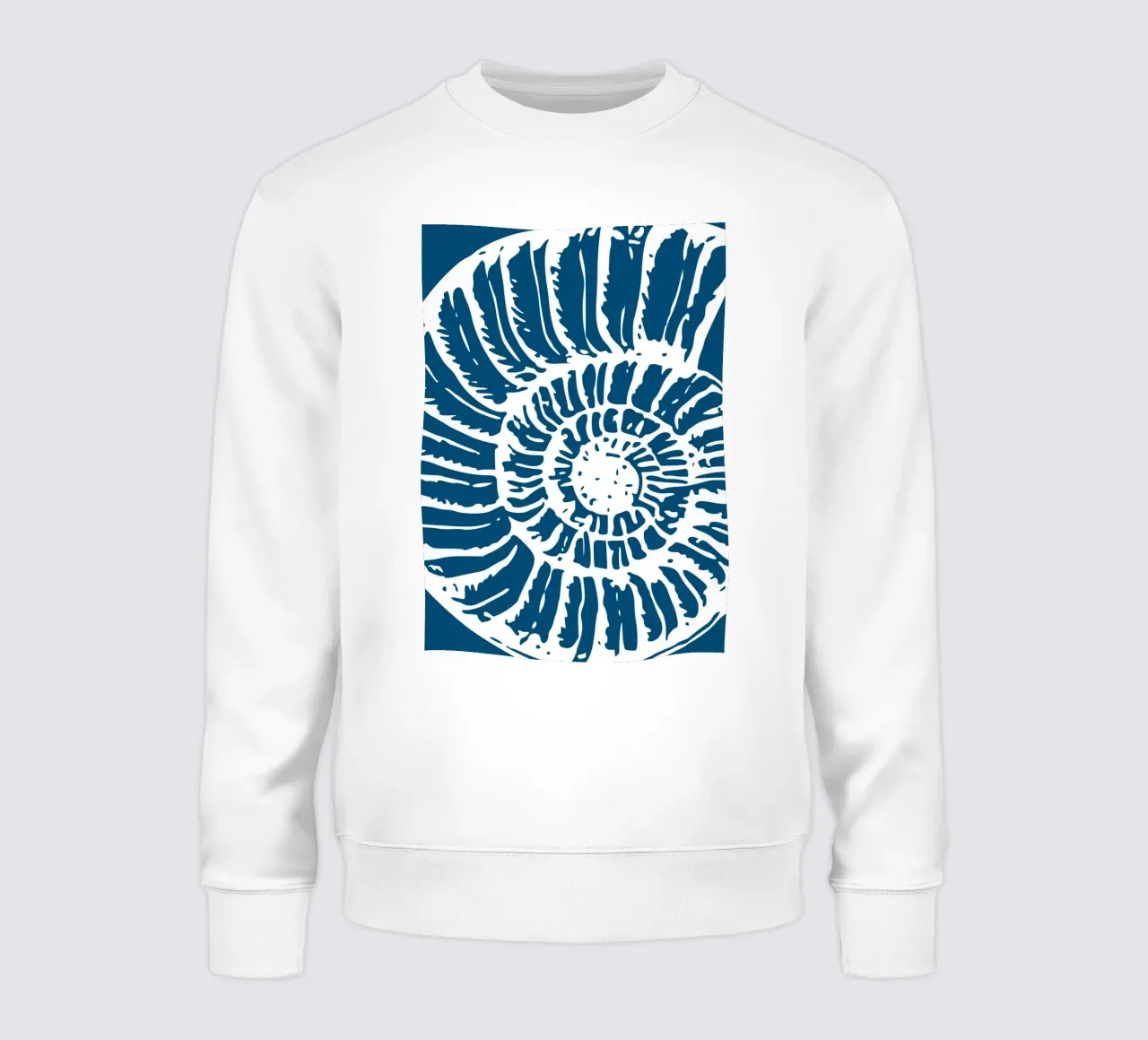 Ammonite Fossil Print - Nautical Blue, Ancient Ocean Art sweatshirt by ClubArt