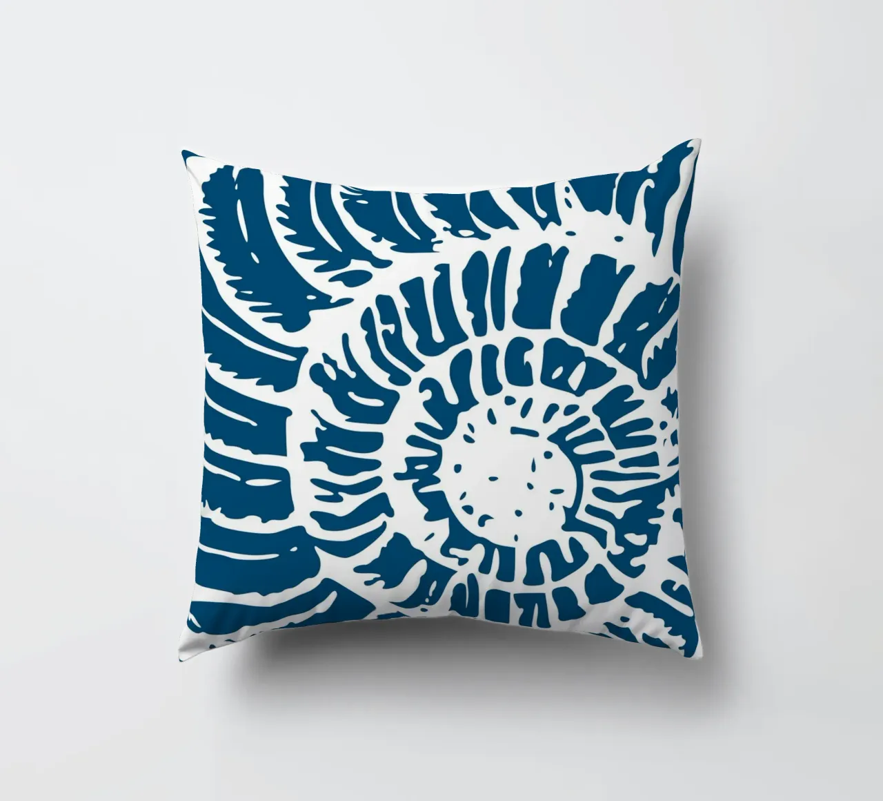 Ammonite Fossil Print - Nautical Blue, Ancient Ocean Art decorative cushion by ClubArt