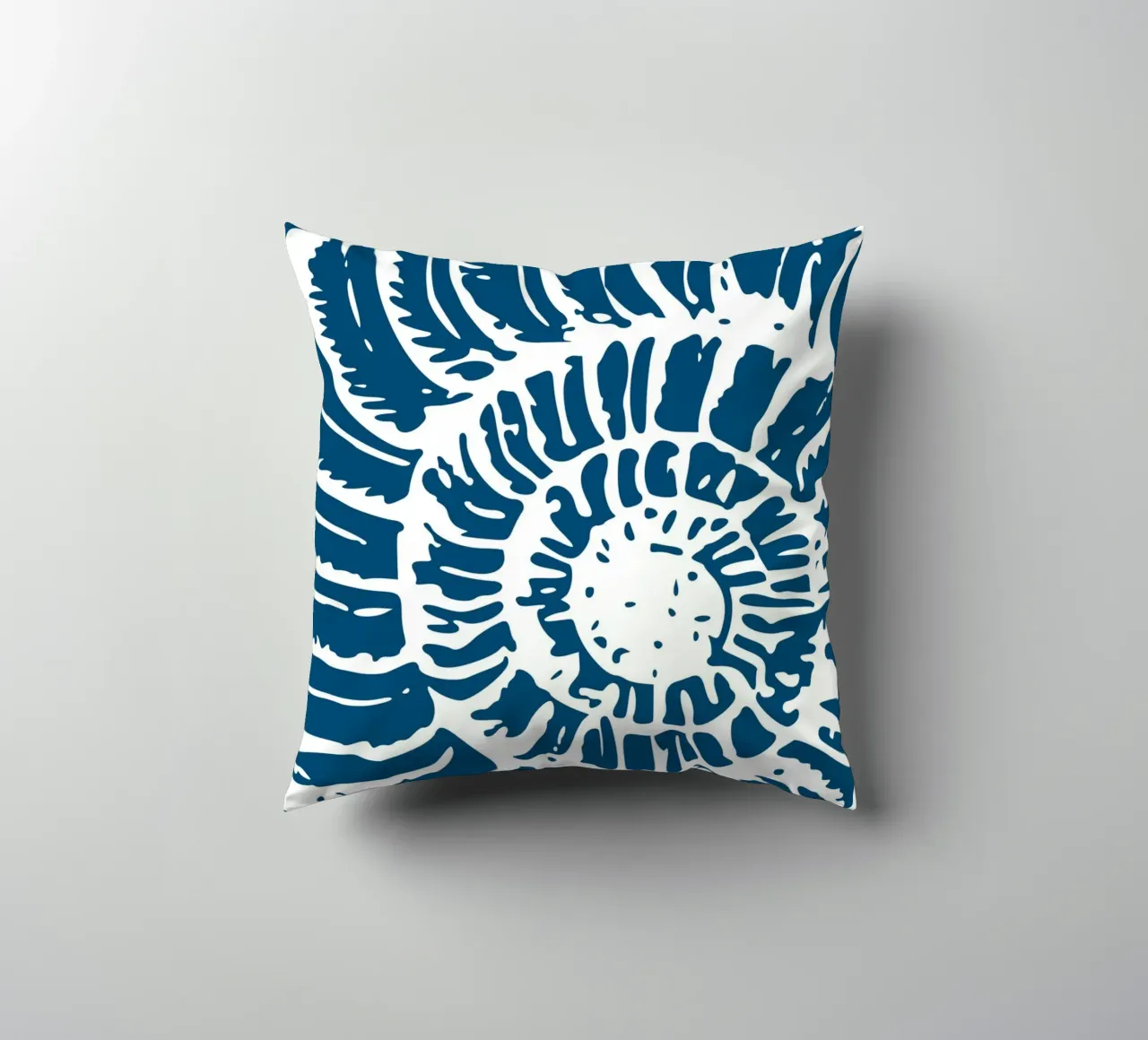 Ammonite Fossil Print - Nautical Blue, Ancient Ocean Art decorative cushion by ClubArt