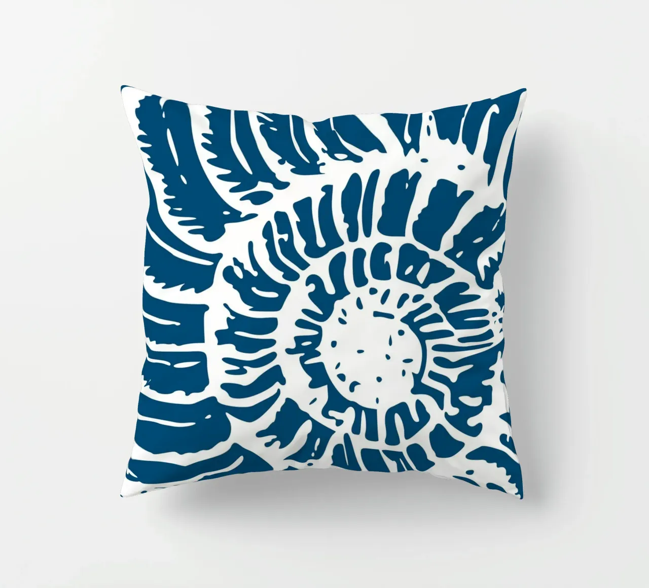 Ammonite Fossil Print - Nautical Blue, Ancient Ocean Art decorative cushion by ClubArt
