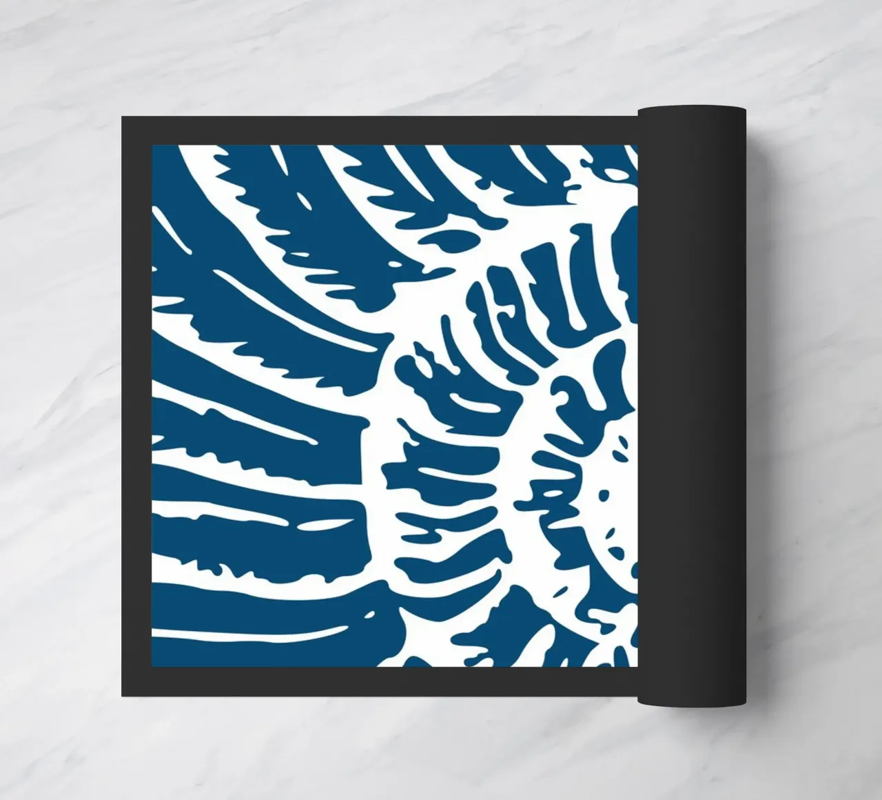 Ammonite Fossil Print - Nautical Blue, Ancient Ocean Art doormat by ClubArt