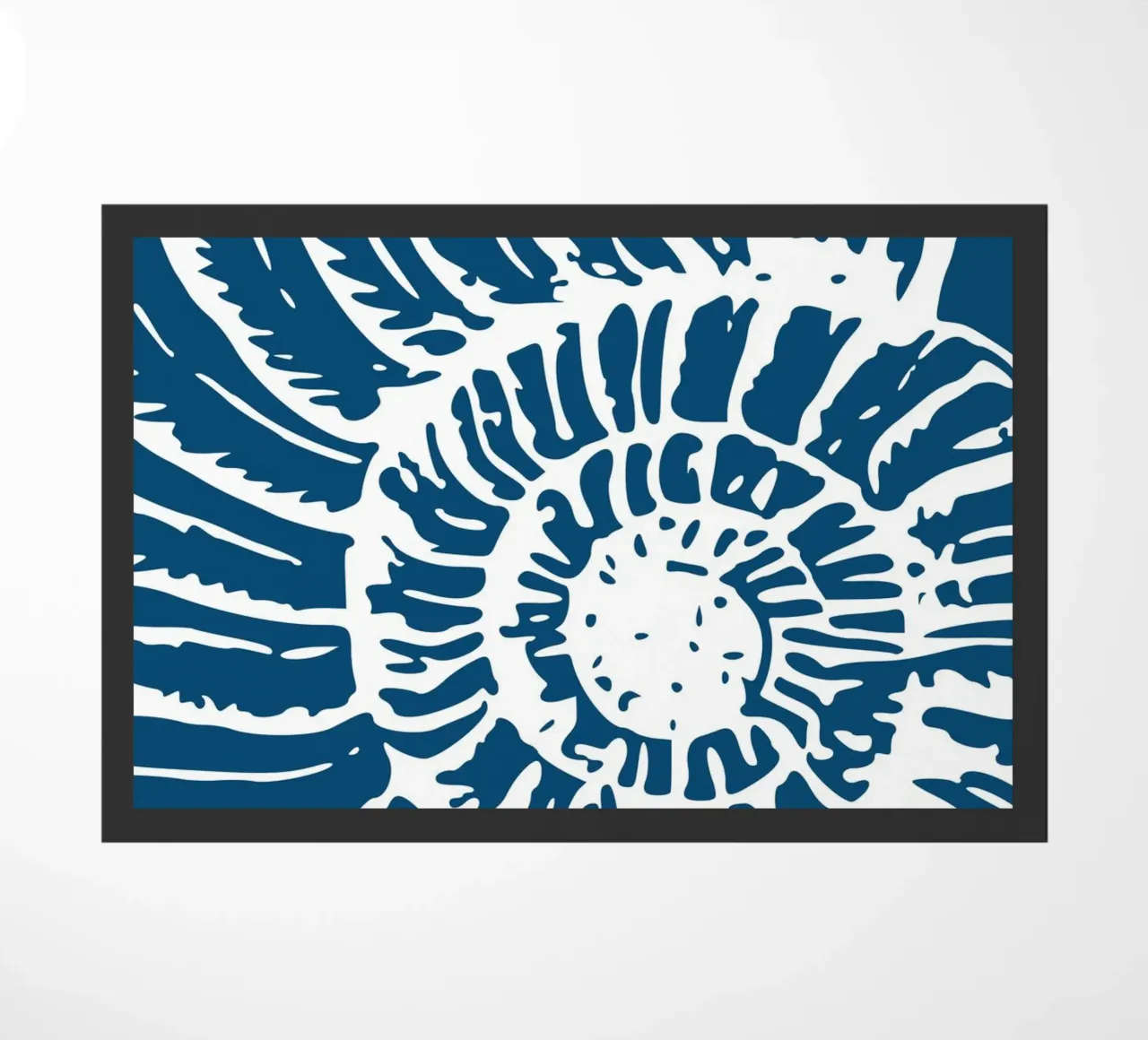 Ammonite Fossil Print - Nautical Blue, Ancient Ocean Art doormat by ClubArt