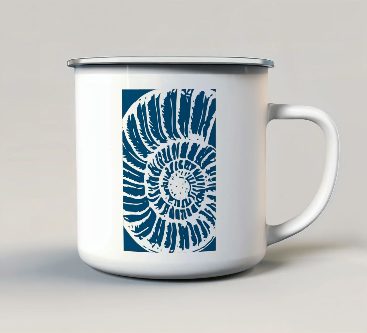 Ammoniet Fossiel Print - Nautisch Blauw, Oude Oceaan Kunst emaille mok van ClubArt