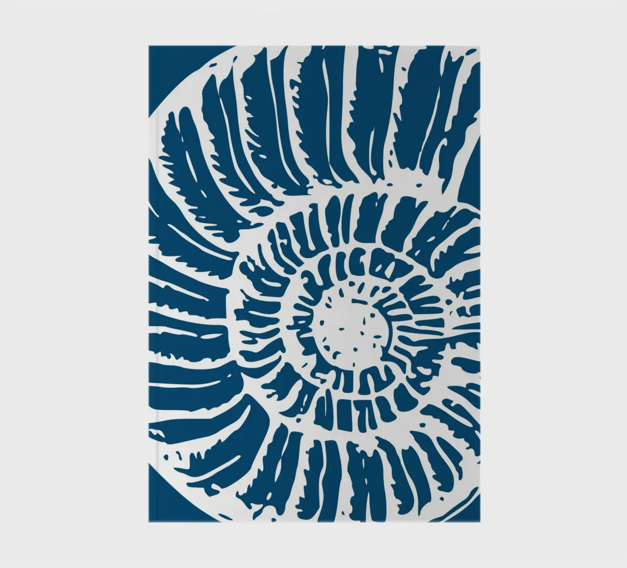 Ammonite Fossil Print - Nautical Blue, Ancient Ocean Art notebook by ClubArt