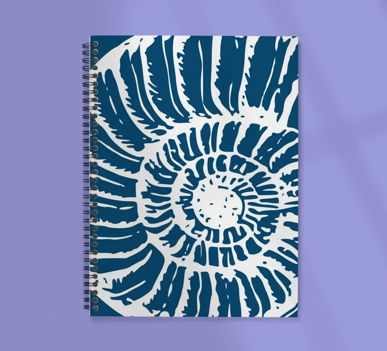 Ammonite Fossil Print - Nautical Blue, Ancient Ocean Art spiral notebook by ClubArt
