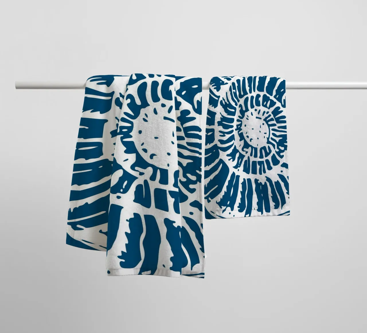Ammonite Fossil Print - Nautical Blue, Ancient Ocean Art towel by ClubArt