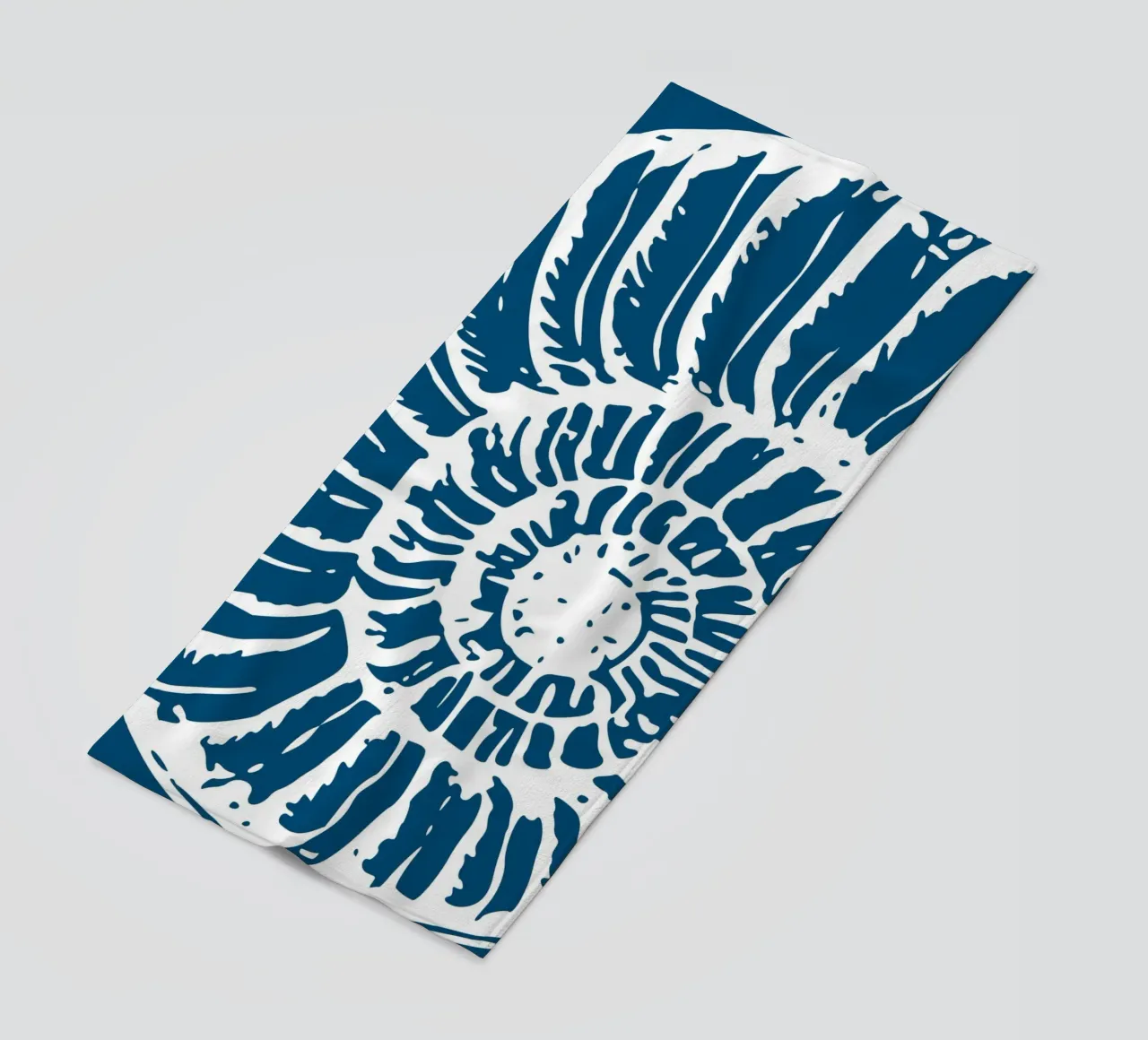 Ammonite Fossil Print - Nautical Blue, Ancient Ocean Art beach towel by ClubArt