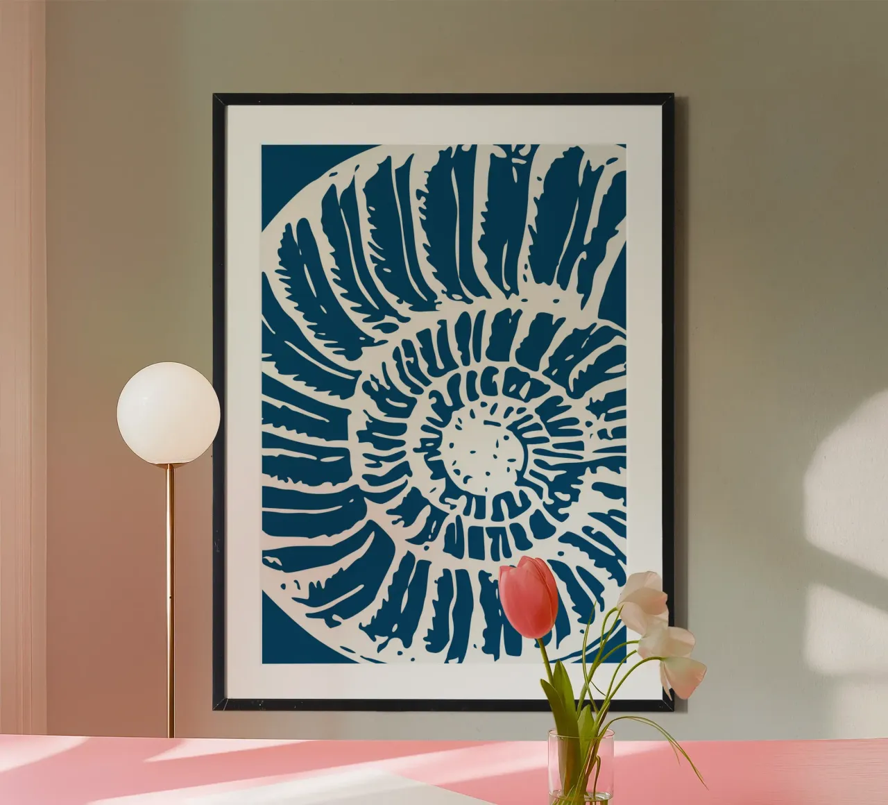 Ammonite Fossil Print - Nautical Blue, Ancient Ocean Art hahnemühle by ClubArt