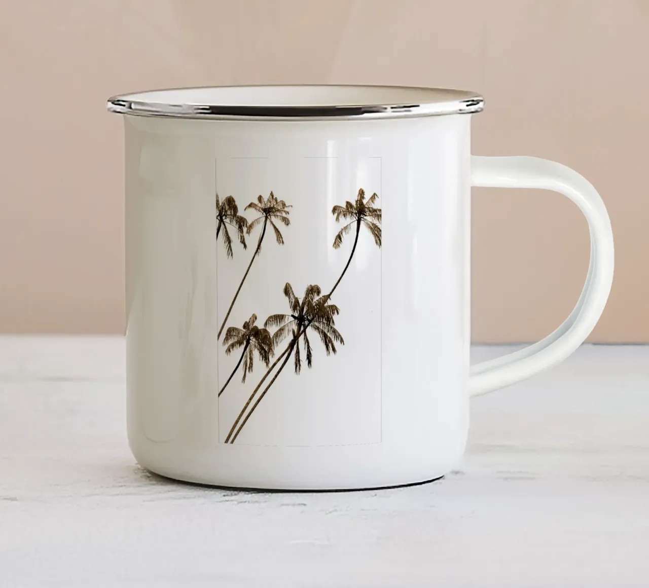 Sagoma di palme tropicali - Stampa costiera minimalista tazza in smalto da ClubArt