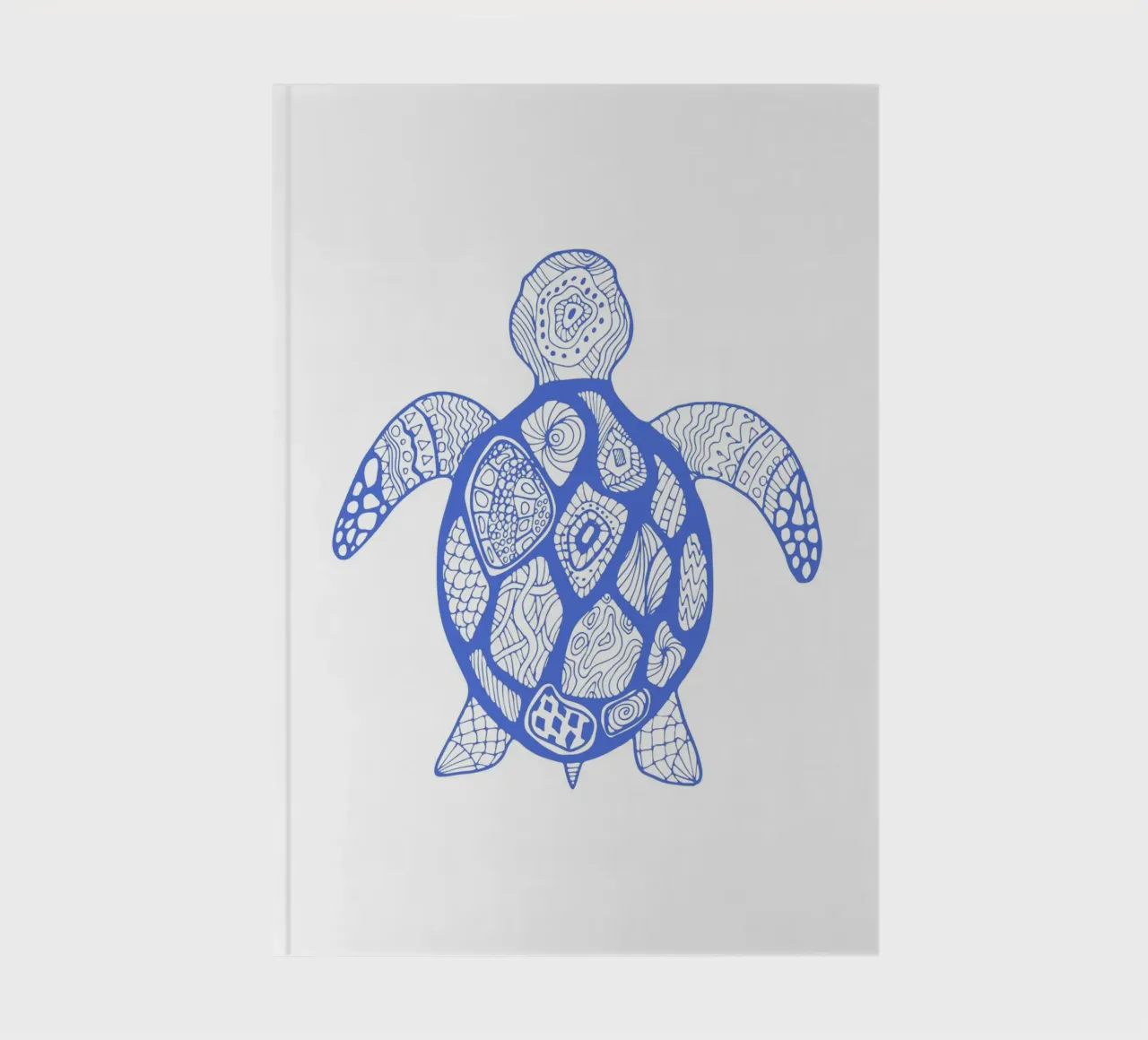 Abstract Blue Sea Turtle Print - Boho Ocean Art, Mandala Sty notebook by ClubArt