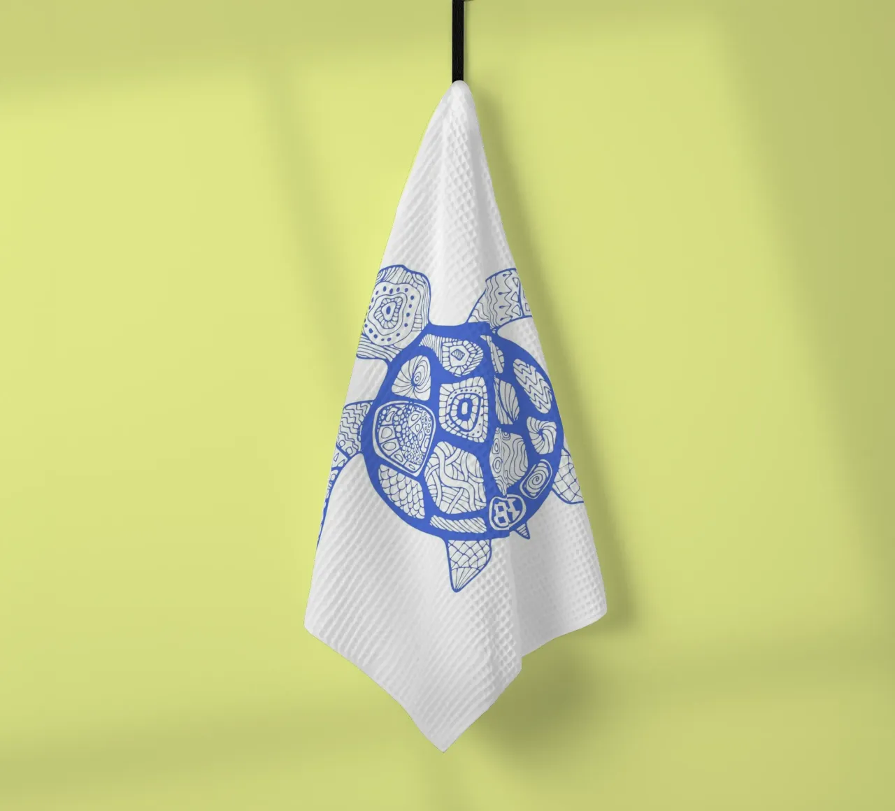 Tortue de mer bleue abstraite - Boho Ocean Art, Mandala Sty torchon de ClubArt