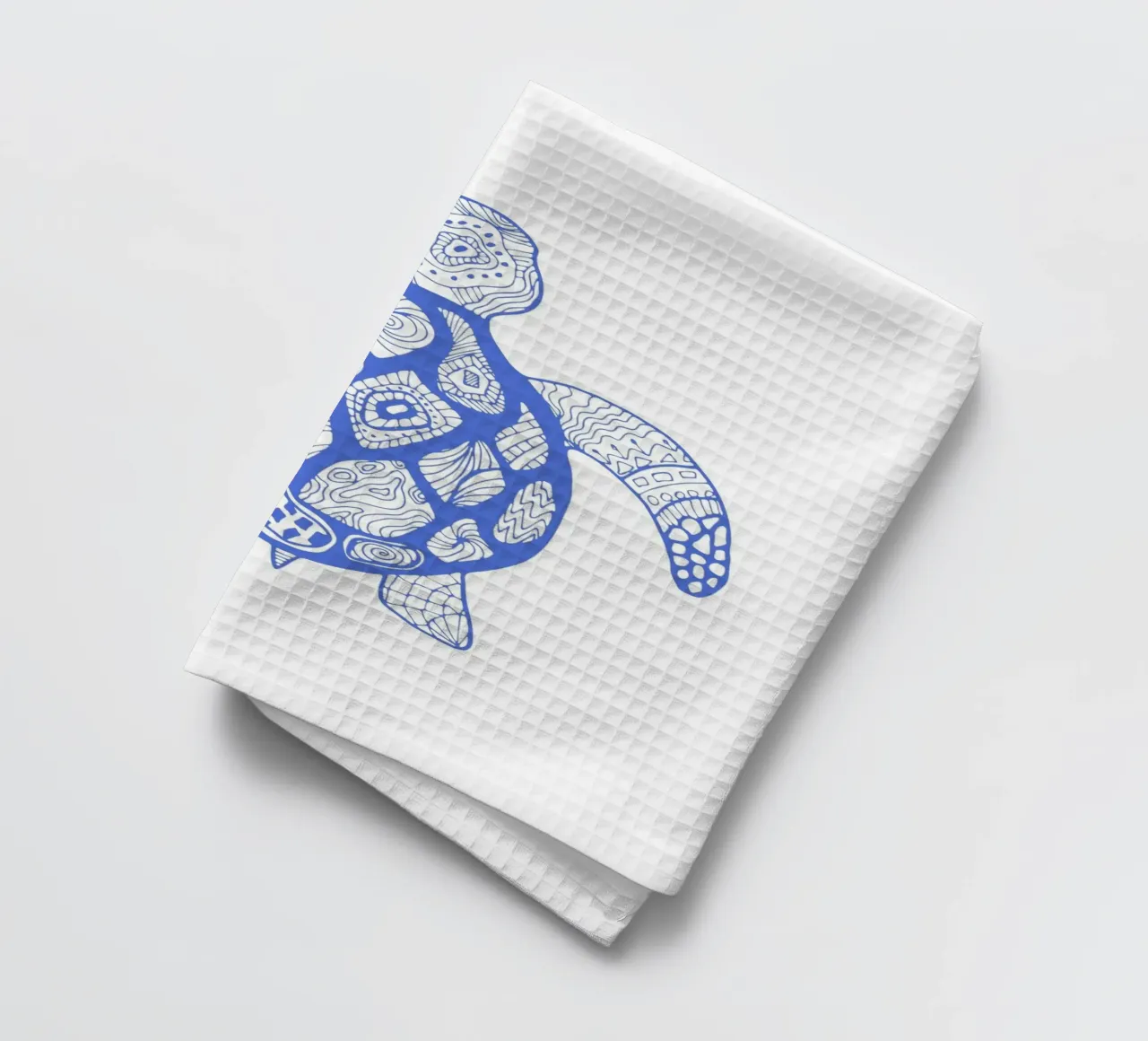 Tortue de mer bleue abstraite - Boho Ocean Art, Mandala Sty torchon de ClubArt