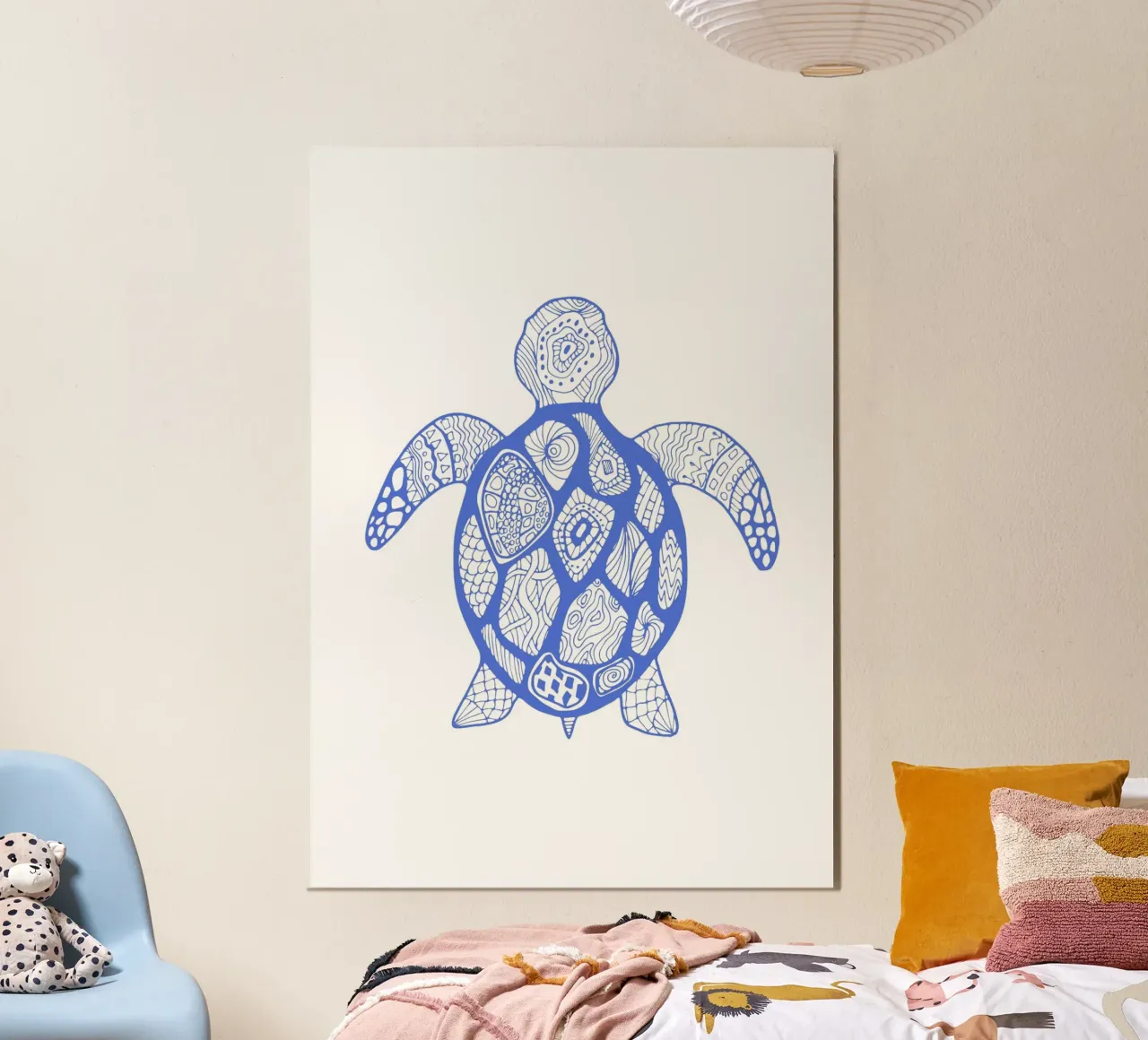 Tortue de mer bleue abstraite - Boho Ocean Art, Mandala Sty hahnemühle de ClubArt