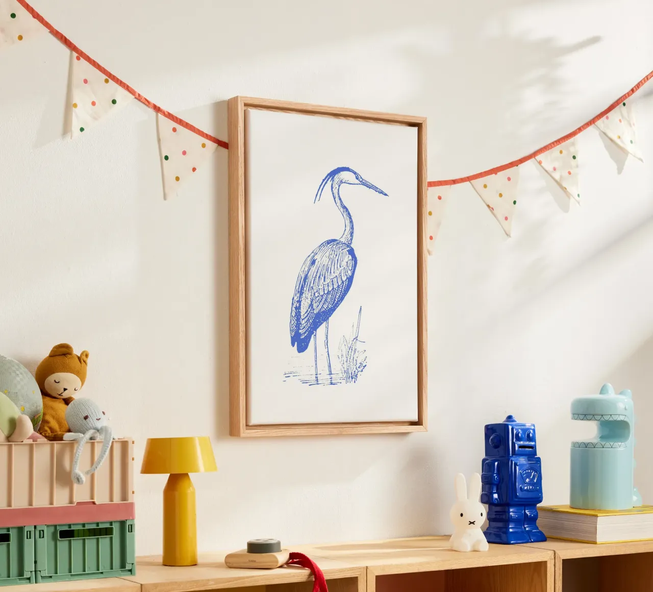 Blue Heron Bird Print - Kustnatuur, Vijverleven Kunst canvas met Baklijst van ClubArt