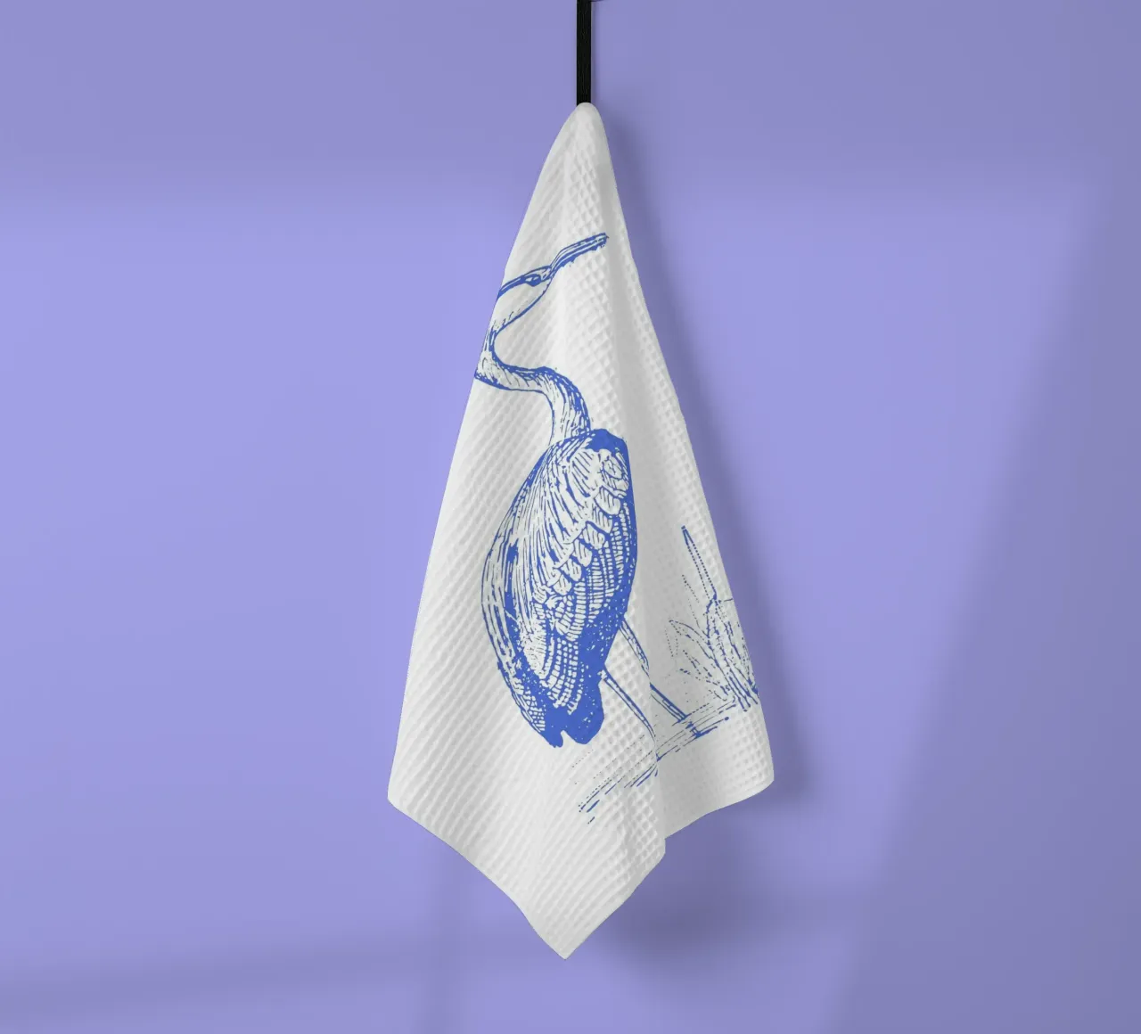 Blue Heron Bird Print - Coastal Nature, Pond Life Art tea towel by ClubArt