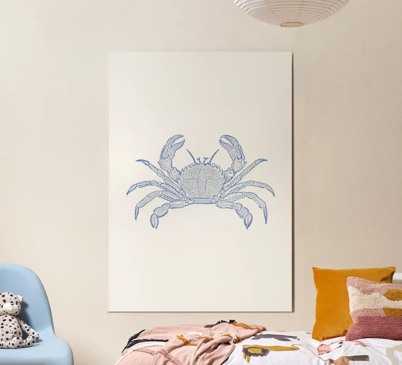 Textured Blue Crab Print - Kust, Nautisch Zeeleven Kunst poster van ClubArt