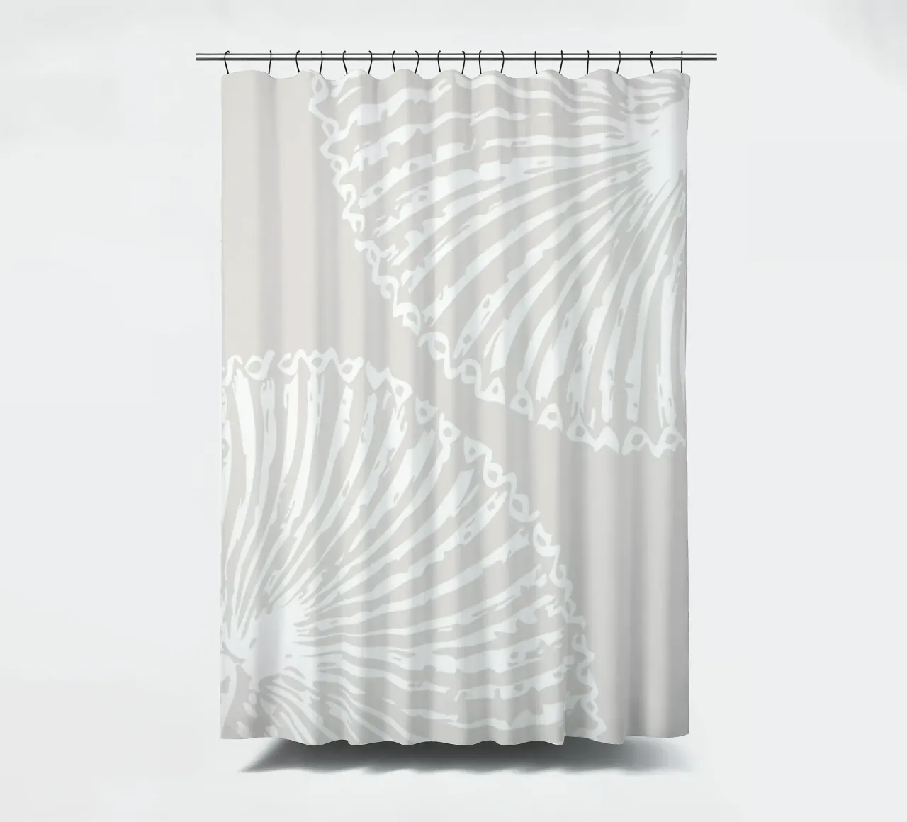 Abstract Seashell Print - Neutral Coastal Decor, Modern Beac shower curtain by ClubArt