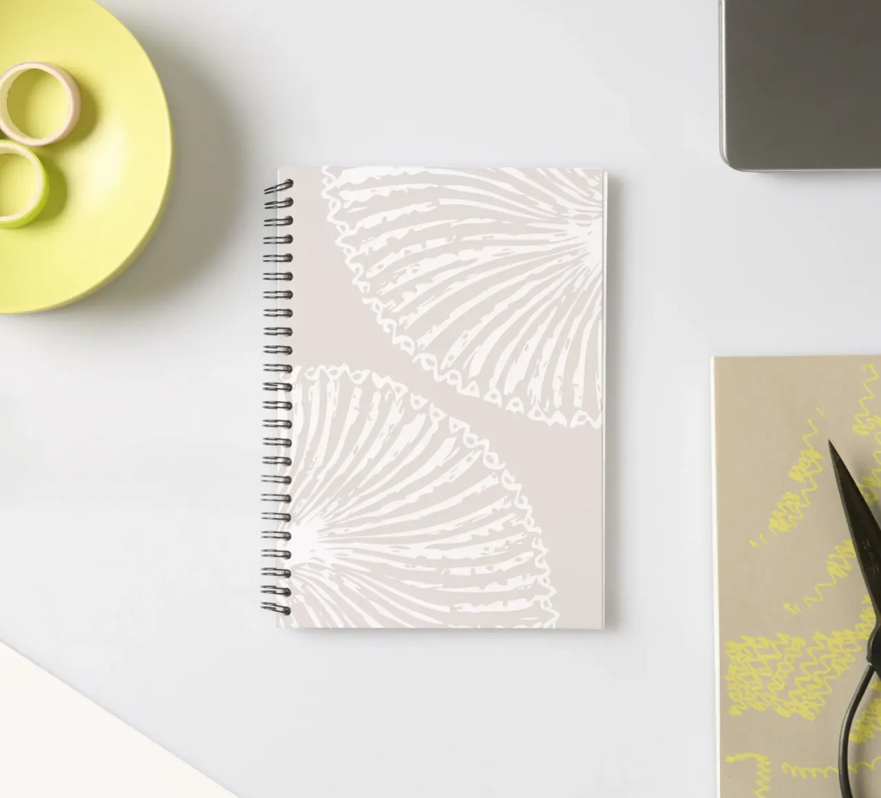 Abstract Seashell Print - Neutral Coastal Decor, Modern Beac spiral notebook by ClubArt