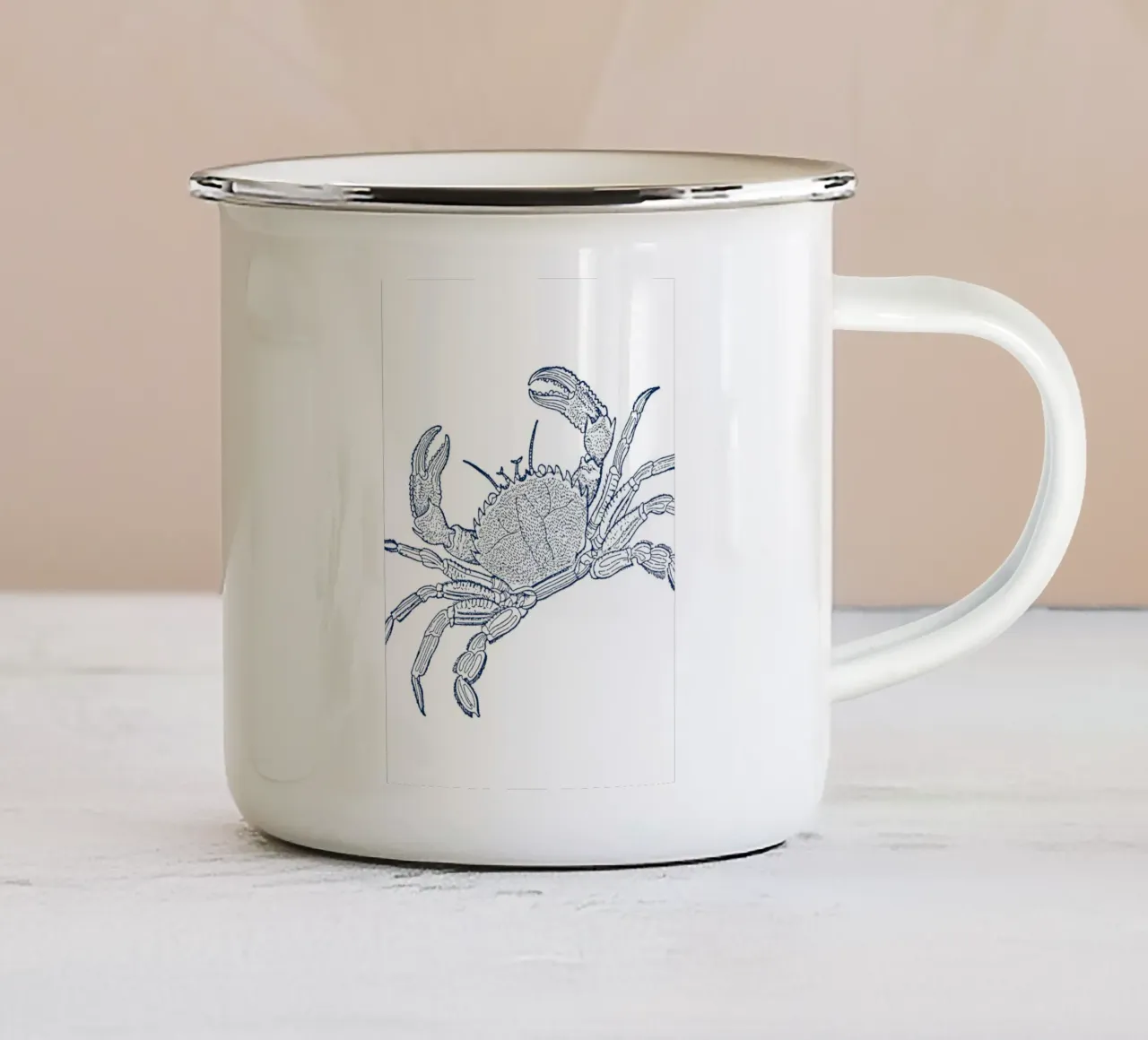 Detailed Blue Crab Print - Nautical, Coastal Marine Life Art enamel mug by ClubArt