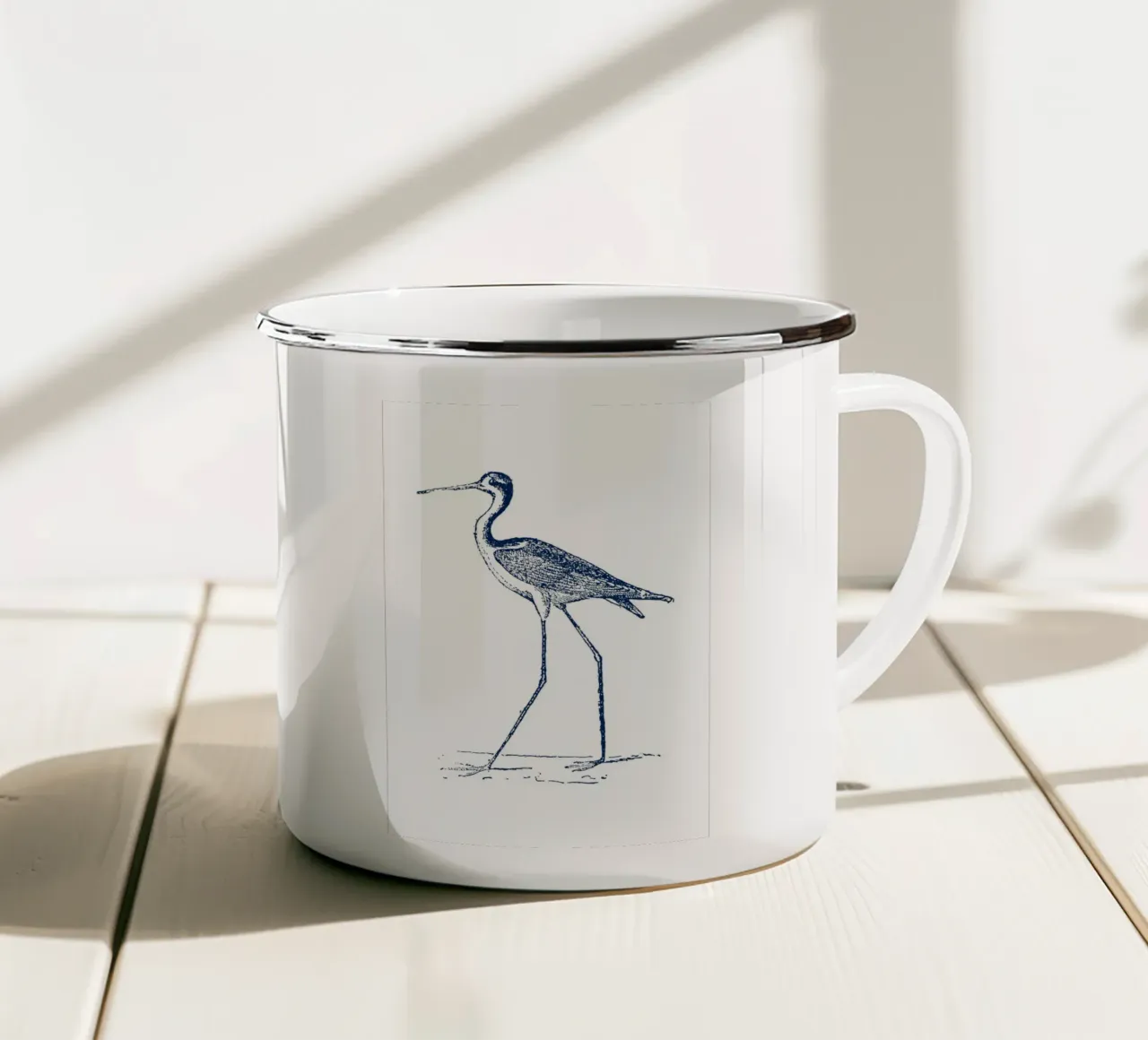 Blauwpootvogeldruk - Kustnatuur, Wetland Art emaille mok van ClubArt
