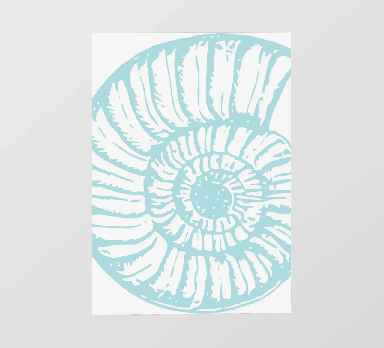 Impression abstraite d'ammonite - bleu pastel, art côtier moderne papier peint photo de ClubArt