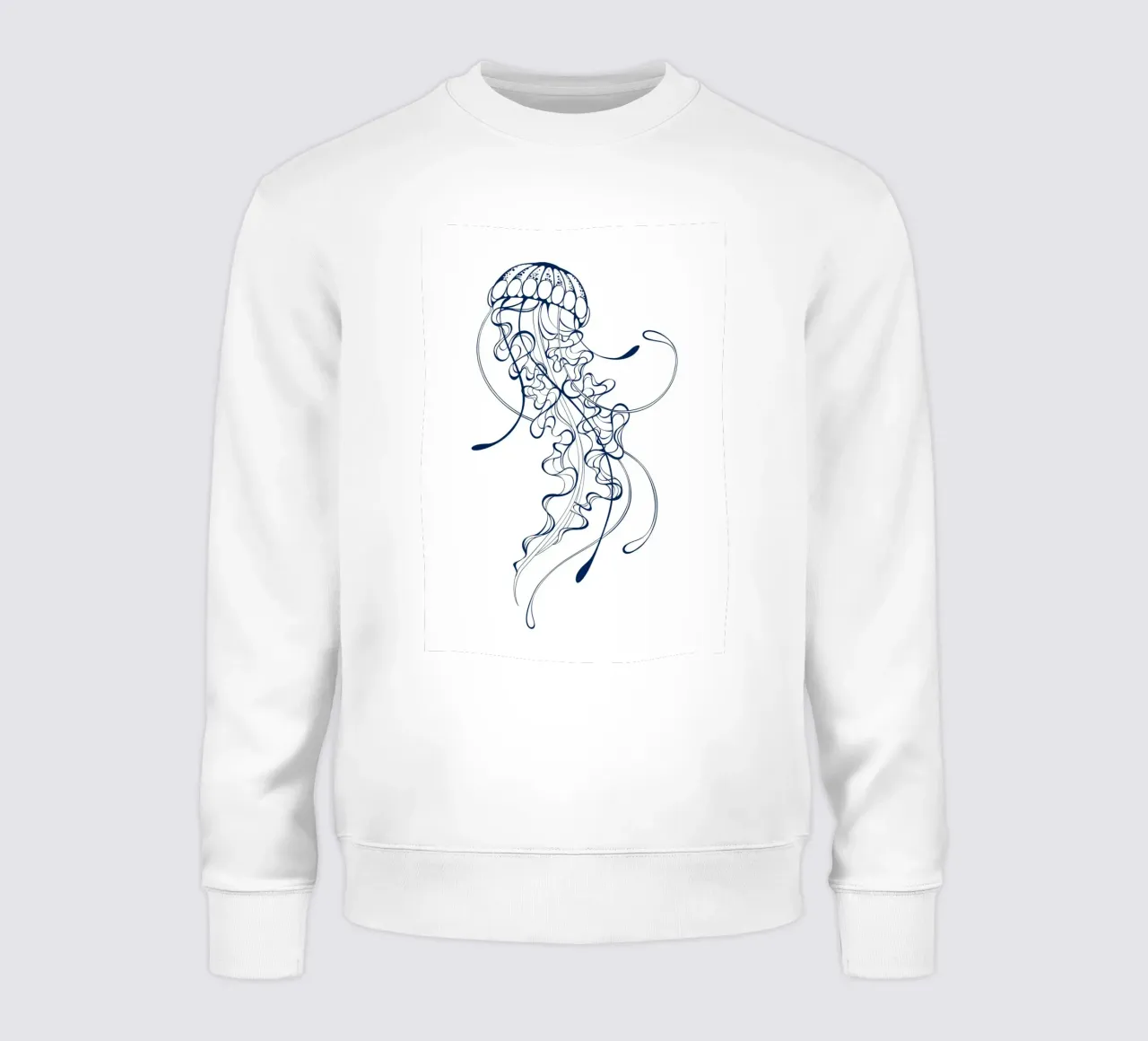 Elegant Jellyfish Line Art Print - Ocean Life, Nautical Deco sweatshirt by ClubArt