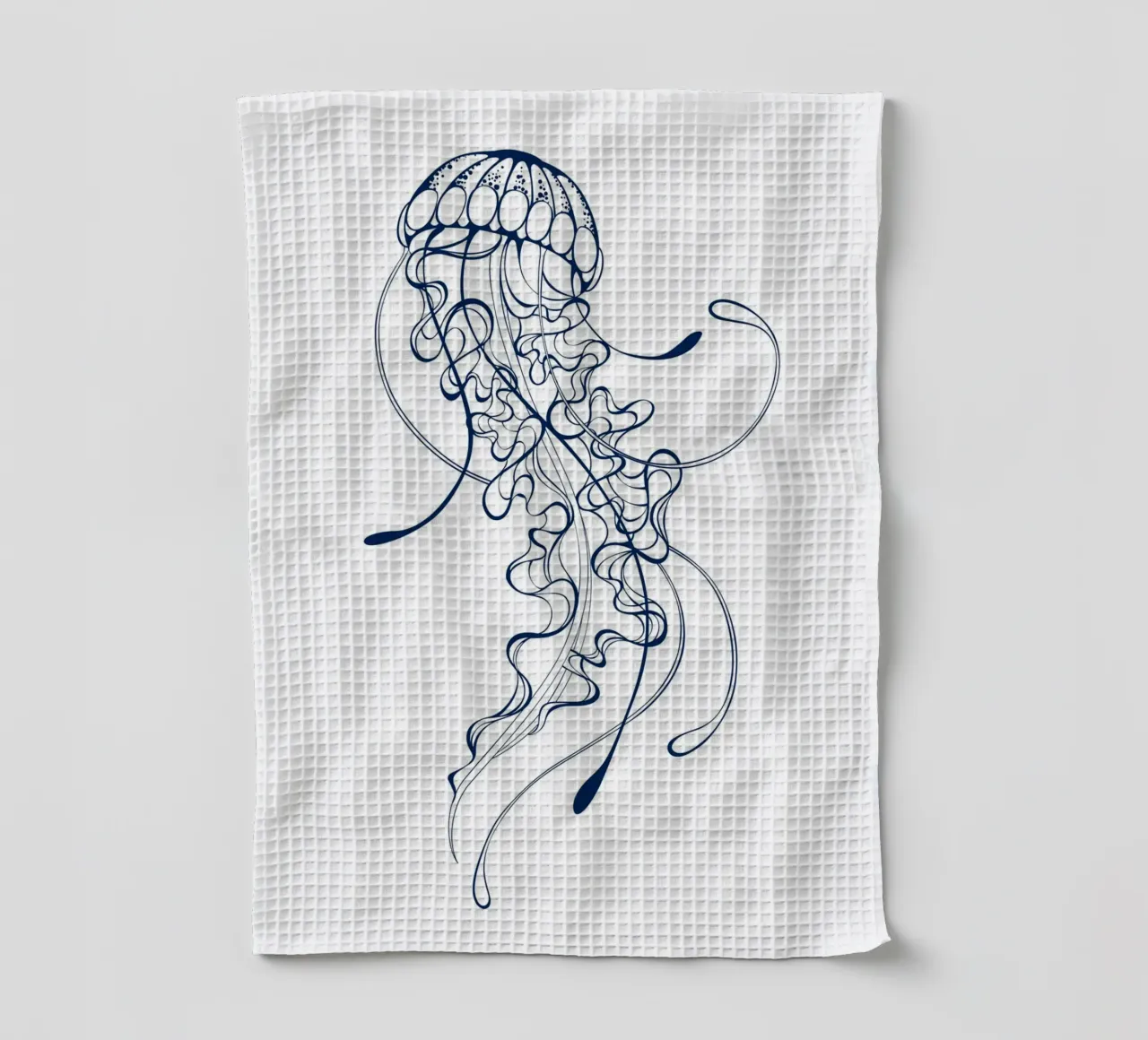 Elegante Quallen Linie Kunstdruck - Meeresleben, Nautische Deko Geschirrtuch von ClubArt