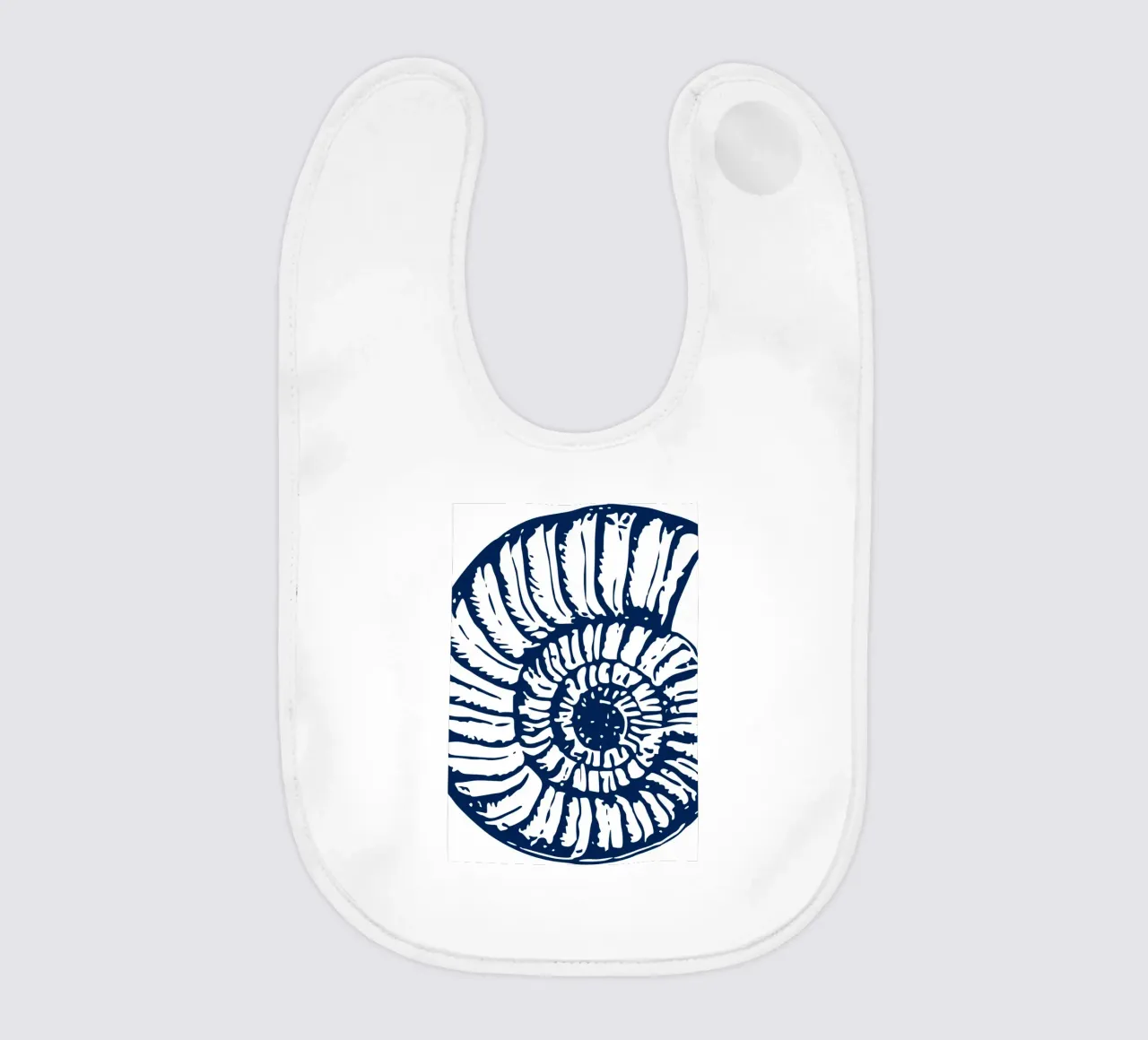 Ammonite Fossil Print - Nautical Blue, Ancient Ocean Art baby bib by ClubArt