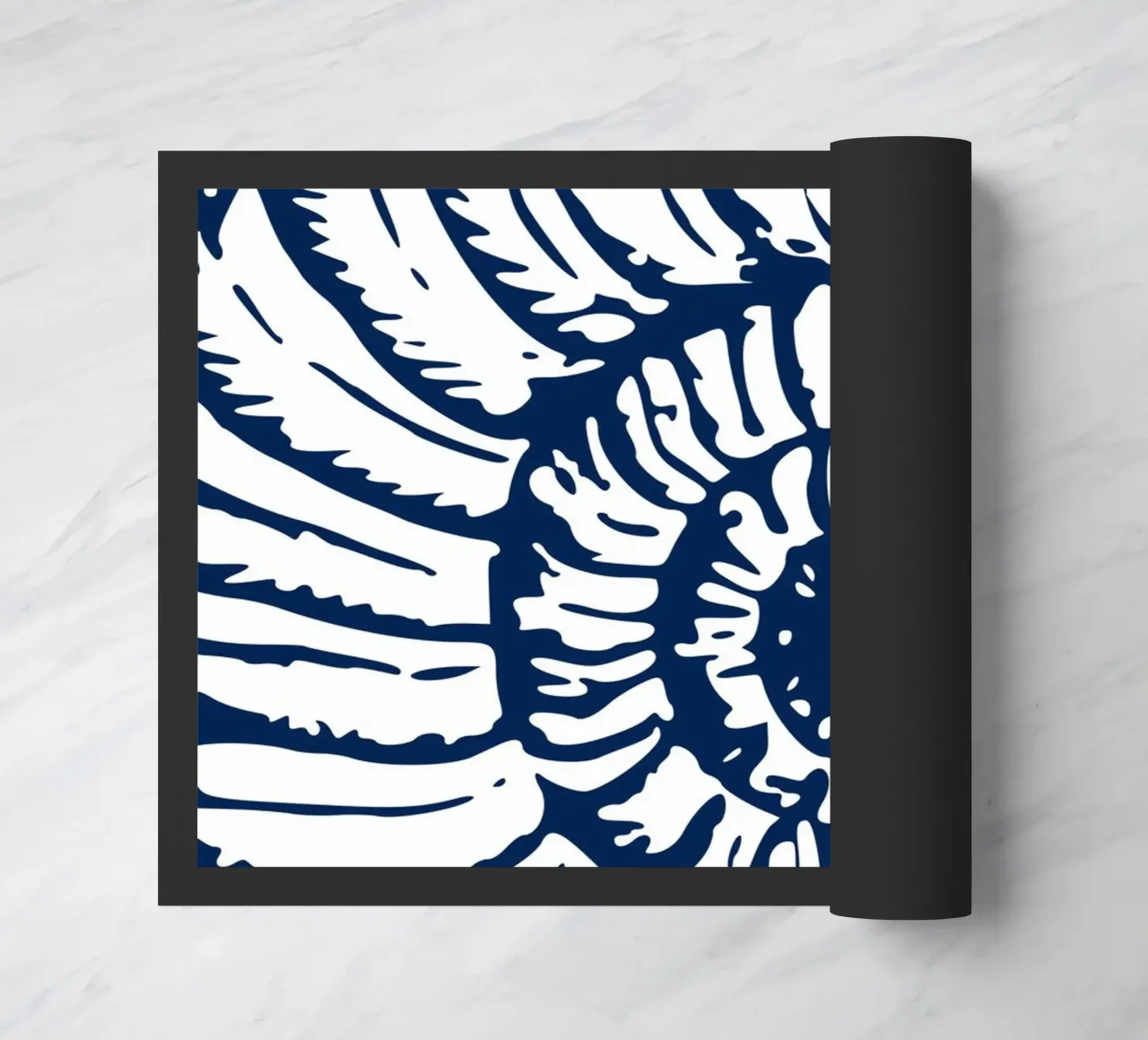 Ammonite Fossil Print - Nautical Blue, Ancient Ocean Art doormat by ClubArt