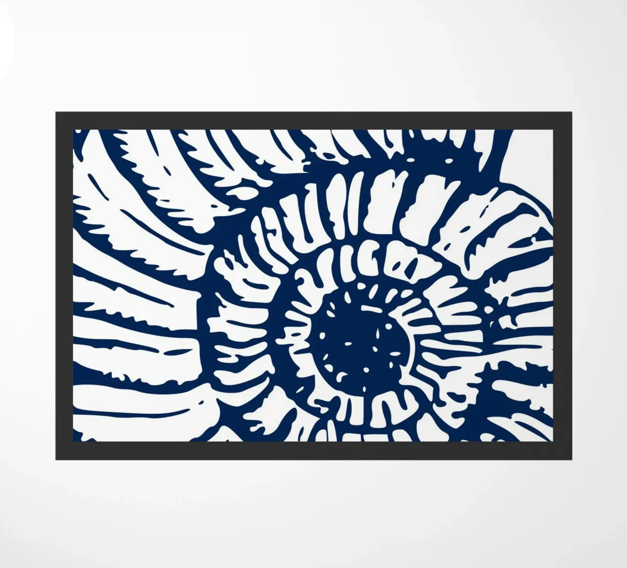 Ammonite Fossil Print - Nautical Blue, Ancient Ocean Art doormat by ClubArt