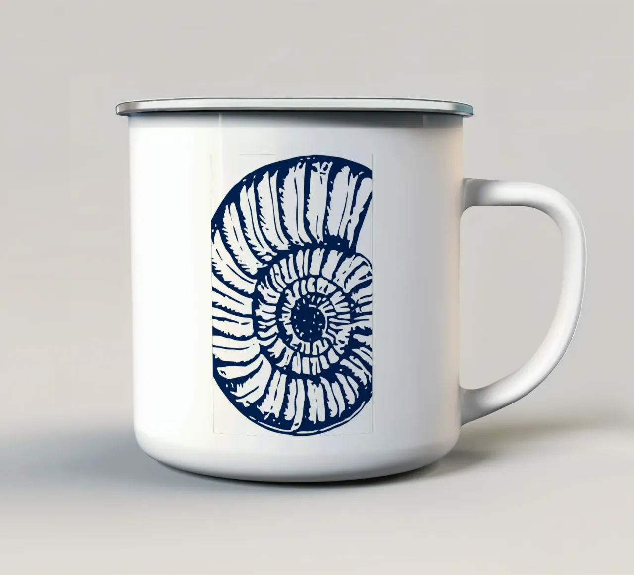Ammoniet Fossiel Print - Nautisch Blauw, Oude Oceaan Kunst emaille mok van ClubArt