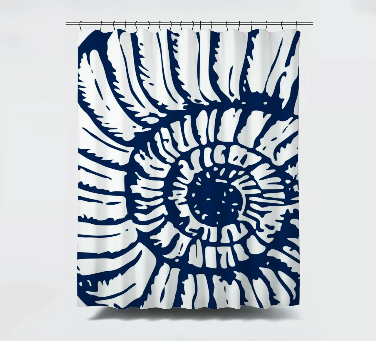 Ammoniet Fossiel Print - Nautisch Blauw, Oude Oceaan Kunst douchegordijn van ClubArt