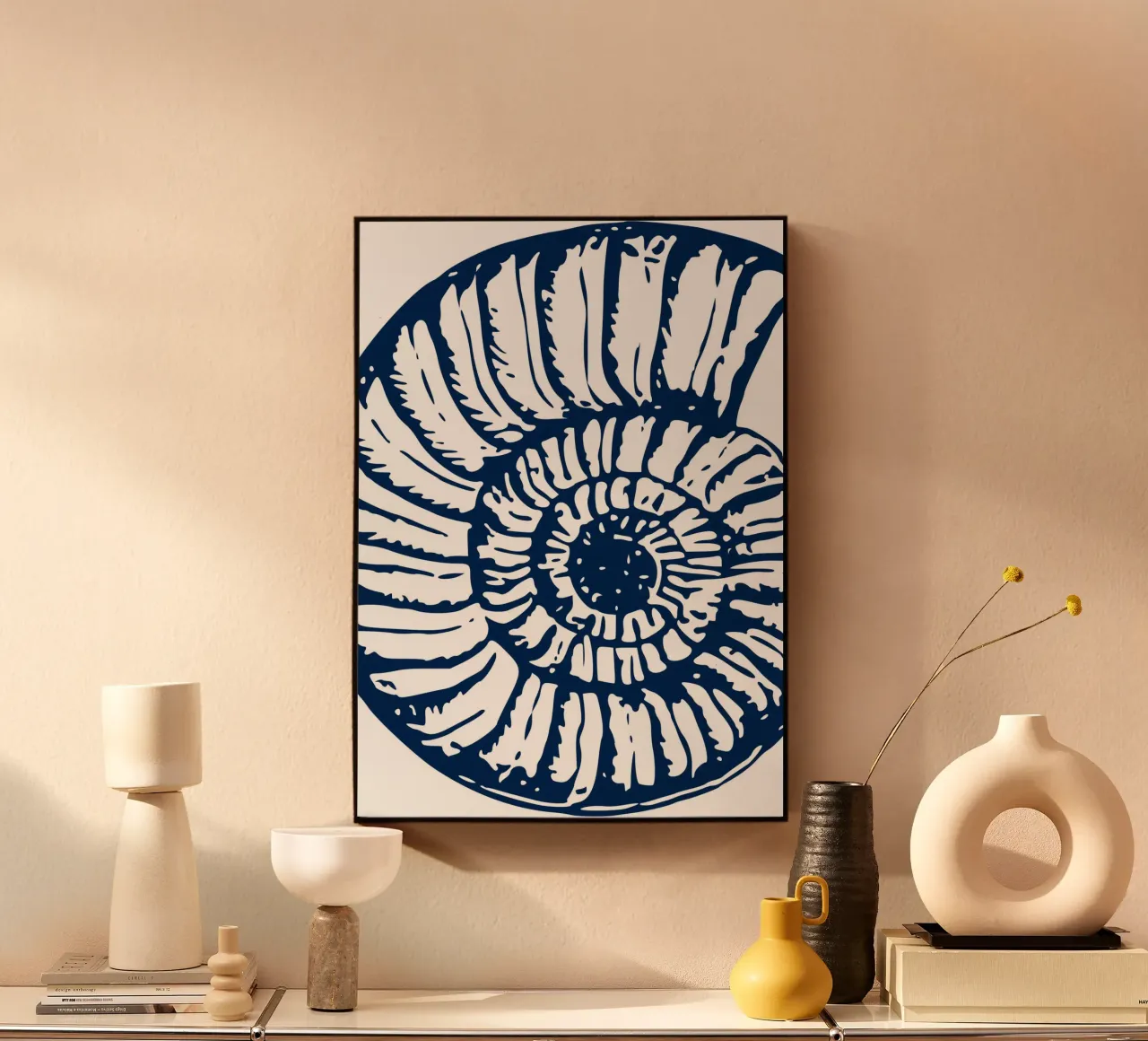 Ammoniet Fossiel Print - Nautisch Blauw, Oude Oceaan Kunst acryl van ClubArt