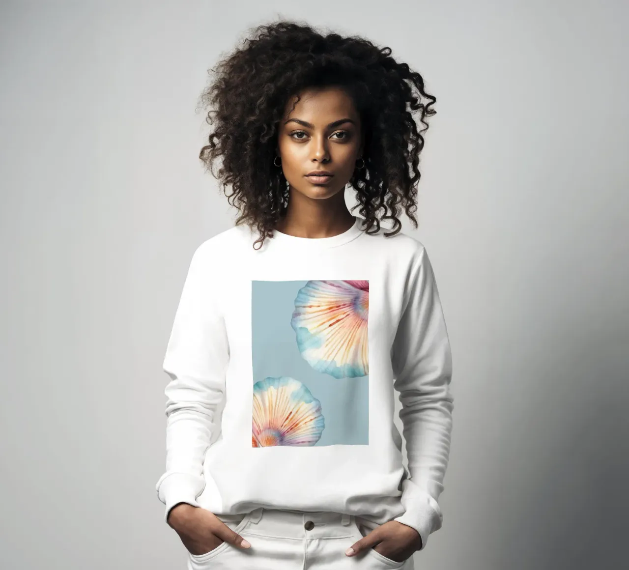 Acuarela Pastel Scallop Shell - Coastal Art, Mermaidcore D sudadera de ClubArt