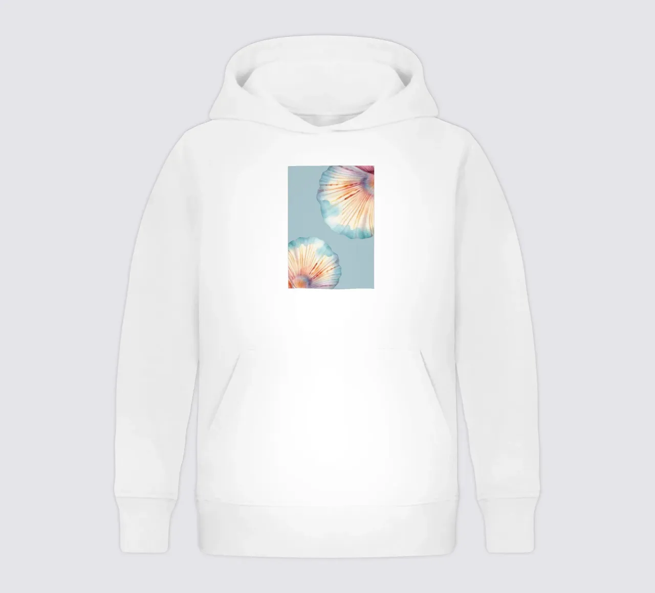 Pastel Schelp Aquarel - Kustkunst, Zeemeermin D kinder hoodie van ClubArt