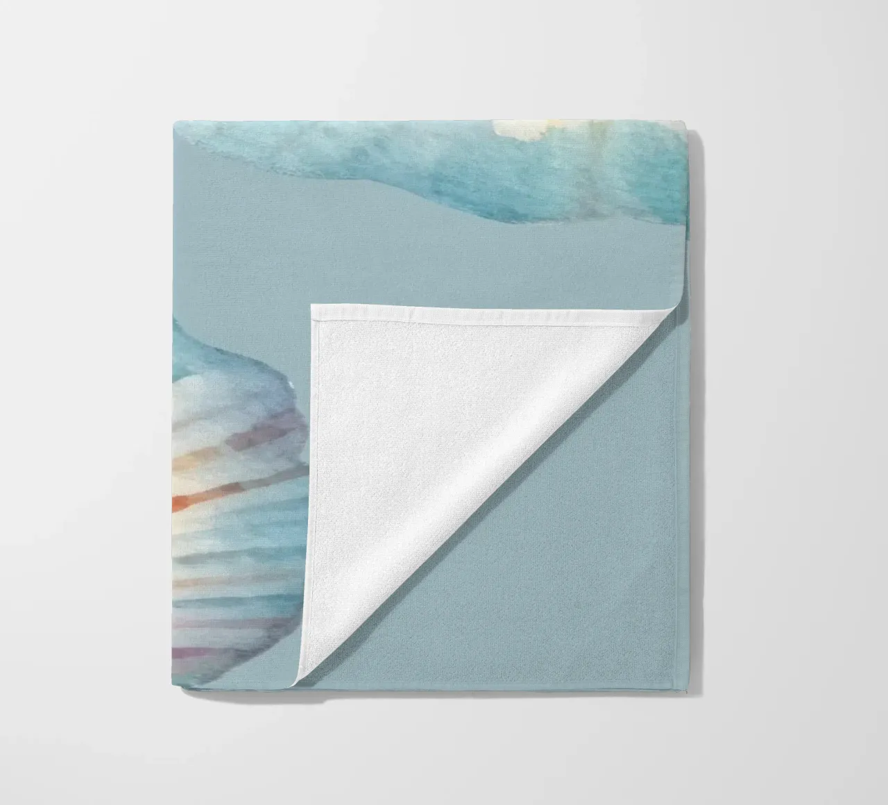 Pastel Scallop Shell Watercolor - Coastal Art, Mermaidcore D beach towel by ClubArt