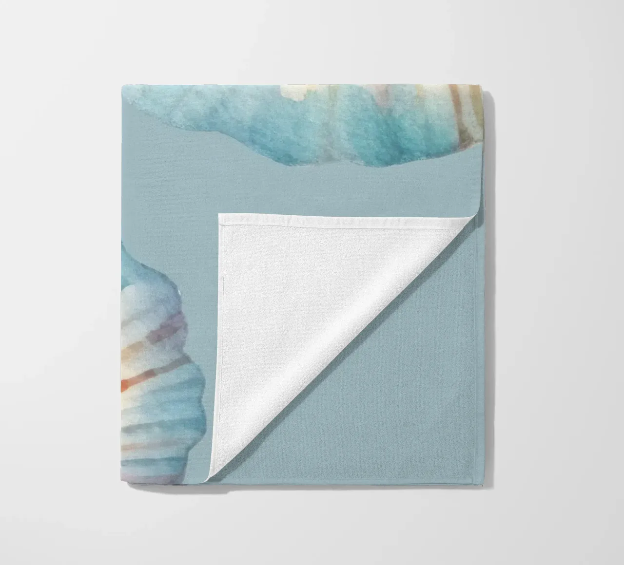 Pastel Scallop Shell Watercolor - Coastal Art, Mermaidcore D beach towel by ClubArt