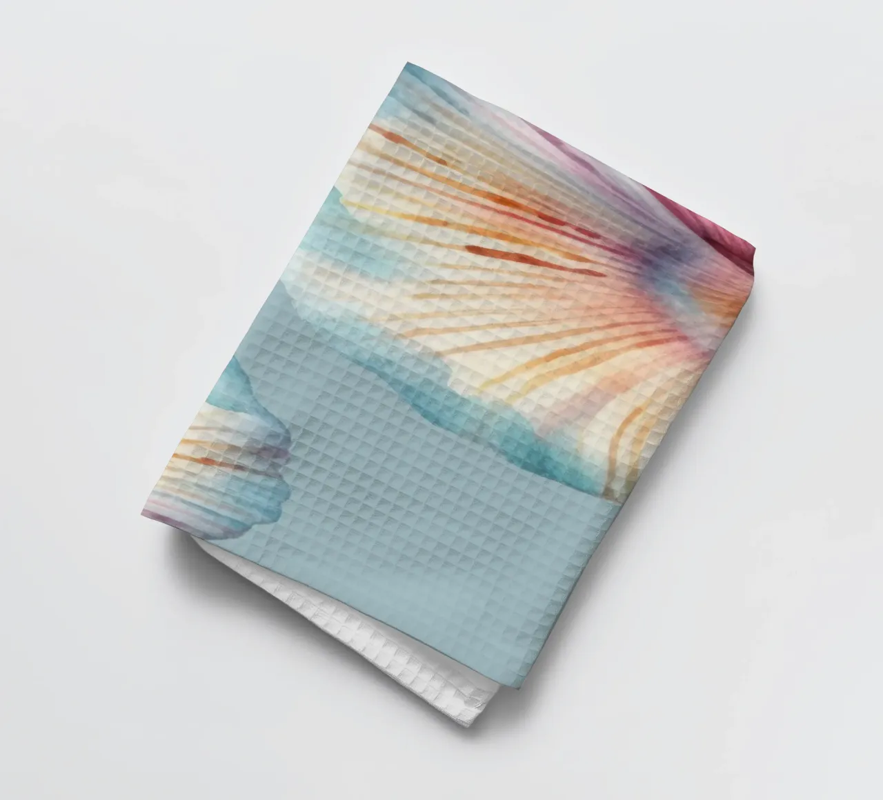 Pastel Scallop Shell Watercolor - Coastal Art, Mermaidcore D tea towel by ClubArt